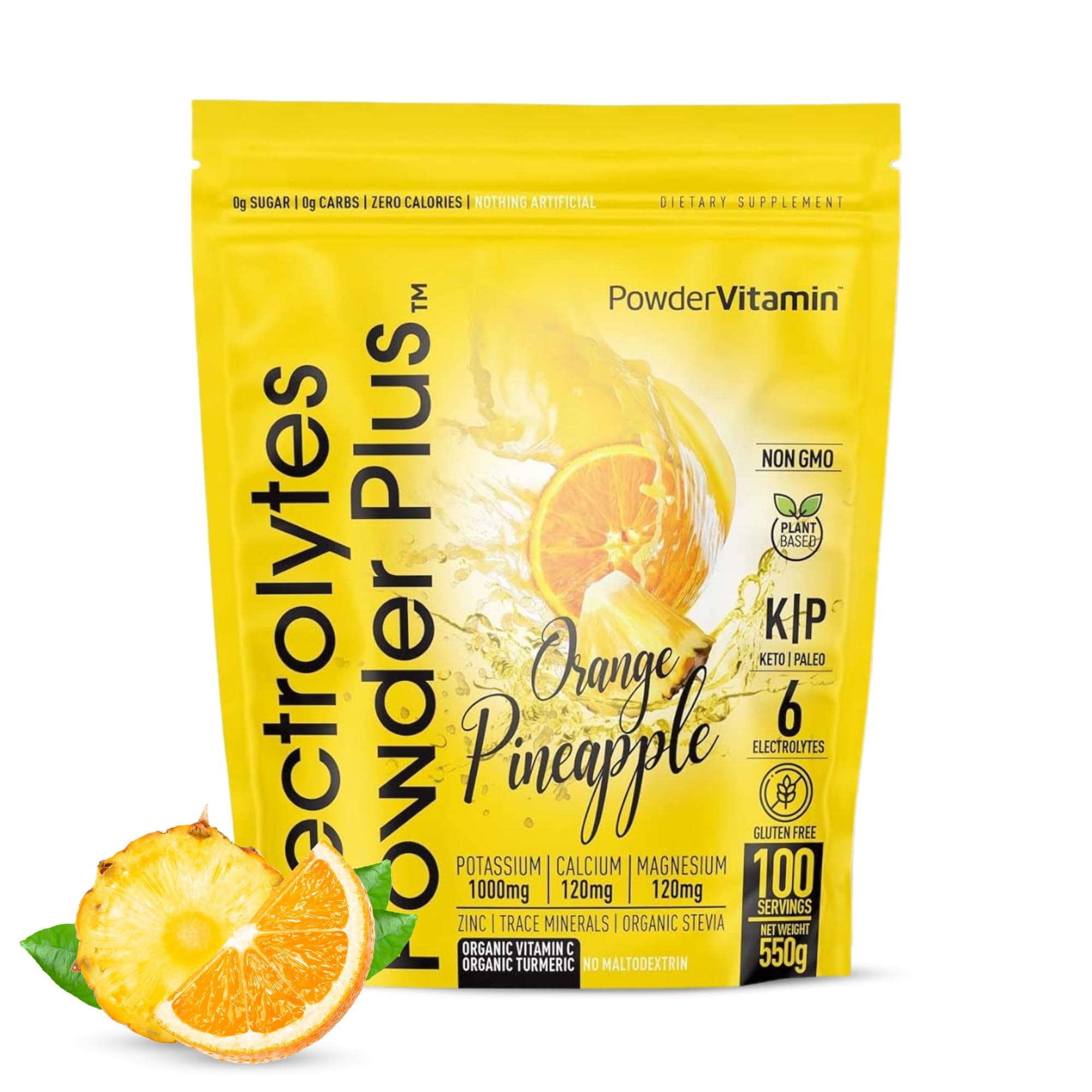 Sponsored Ad - PowderVitamin Electrolytes Powder Plus (100 Servings) Orange Pineapple Electrolyte Powder Zero Calorie, Keto, 0 Sugar, No Maltodextrin,1000mg Potassium,120mg Calcium,120mg Magnesium, Hydration Powder