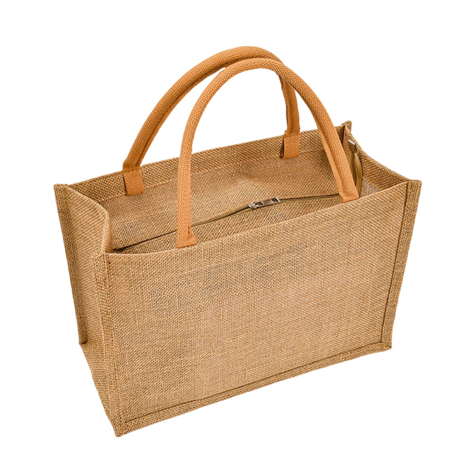Enigmaire Hessian Personalised Beach Bag - Strong Jute Shopping Tote, Reusable And Stylish, With Zip, Waterproof, For Lunch, Beach