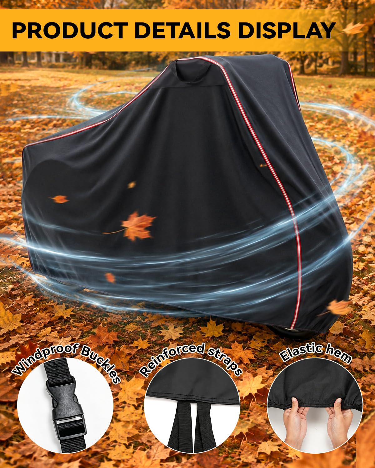 Housse pour tricycle et vélo cargo | Tissu Oxford Spunlace 210D imperméable anti-UV indéchirable, avec bandes réfléchissantes, dimensions 190 x 76 x 117 cm