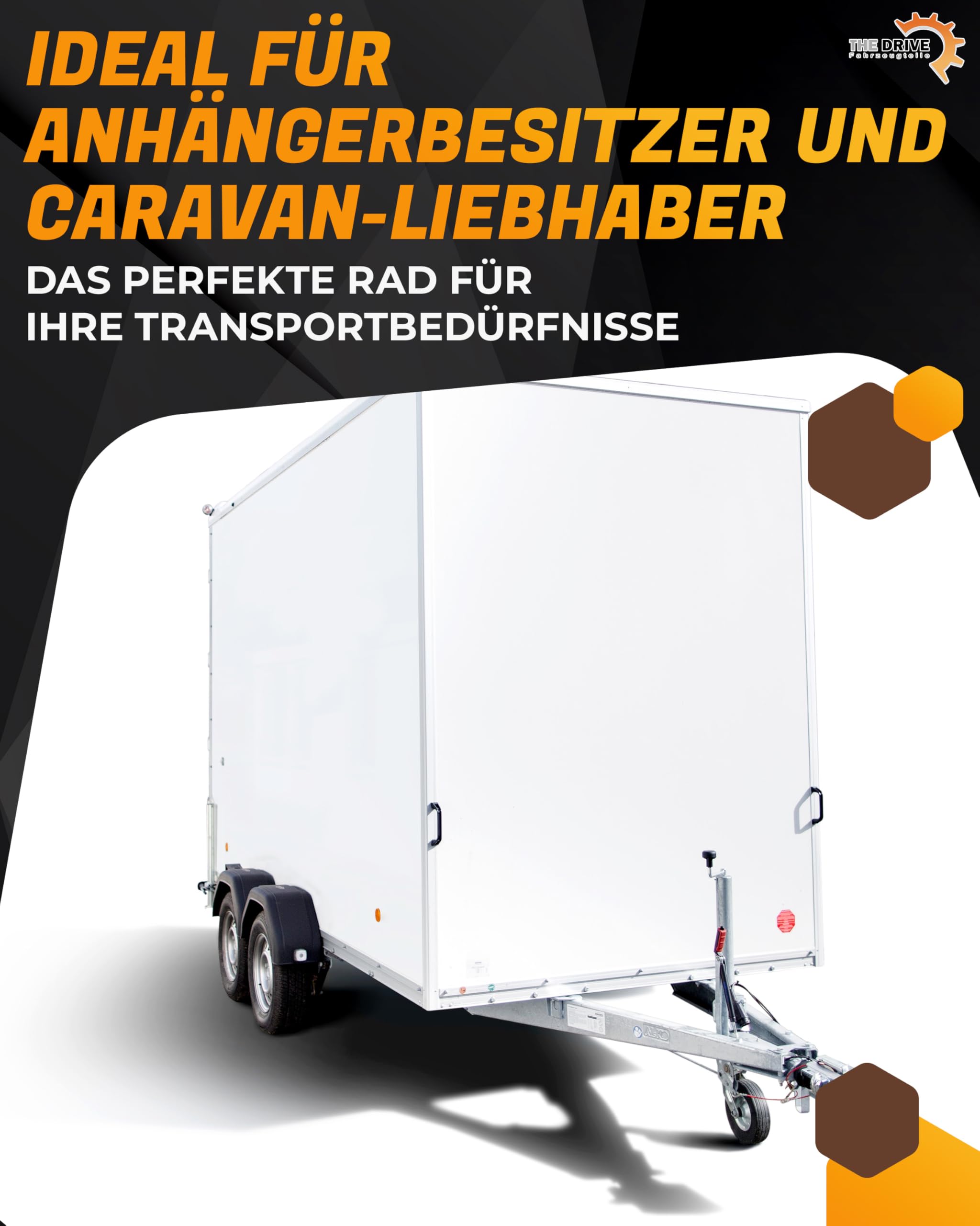 The Drive 2x Komplettrad 185 R14 C 104/102N M+S für Pkw-Anhänger & Caravan – Felge 5,5Jx14 H2 ET30 – Lochkreis 5x112 – Tragkraft 900/850kg – max. 140 km/h – Ersatzräder