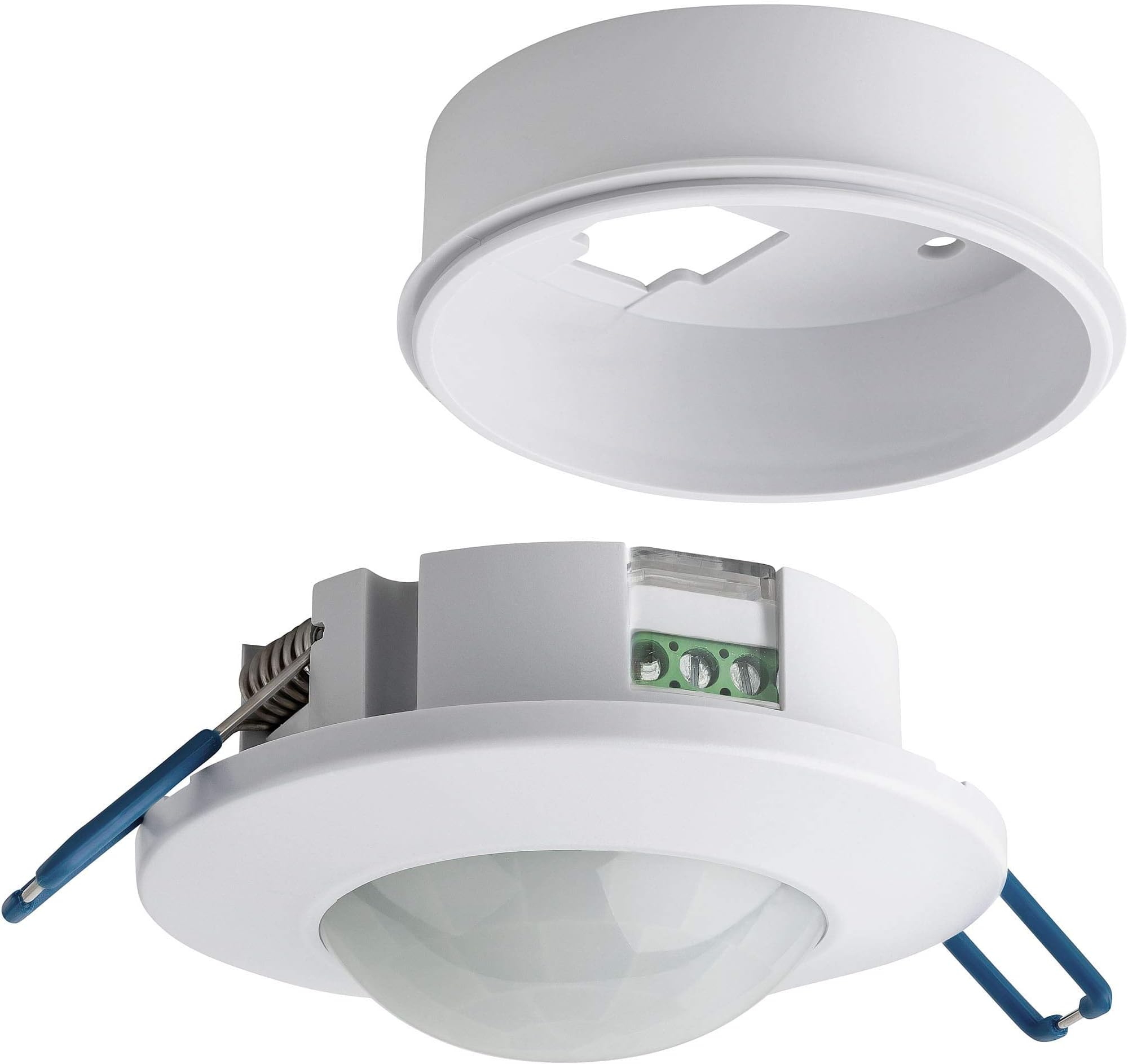 SEBSON PIR Sensor Ceiling Indoor 360°, Surface or Flush mounted, Recessed Infrared Motion Detector, LED light suitable, Range max. 8m /360°, max. 1200/600W, IP20