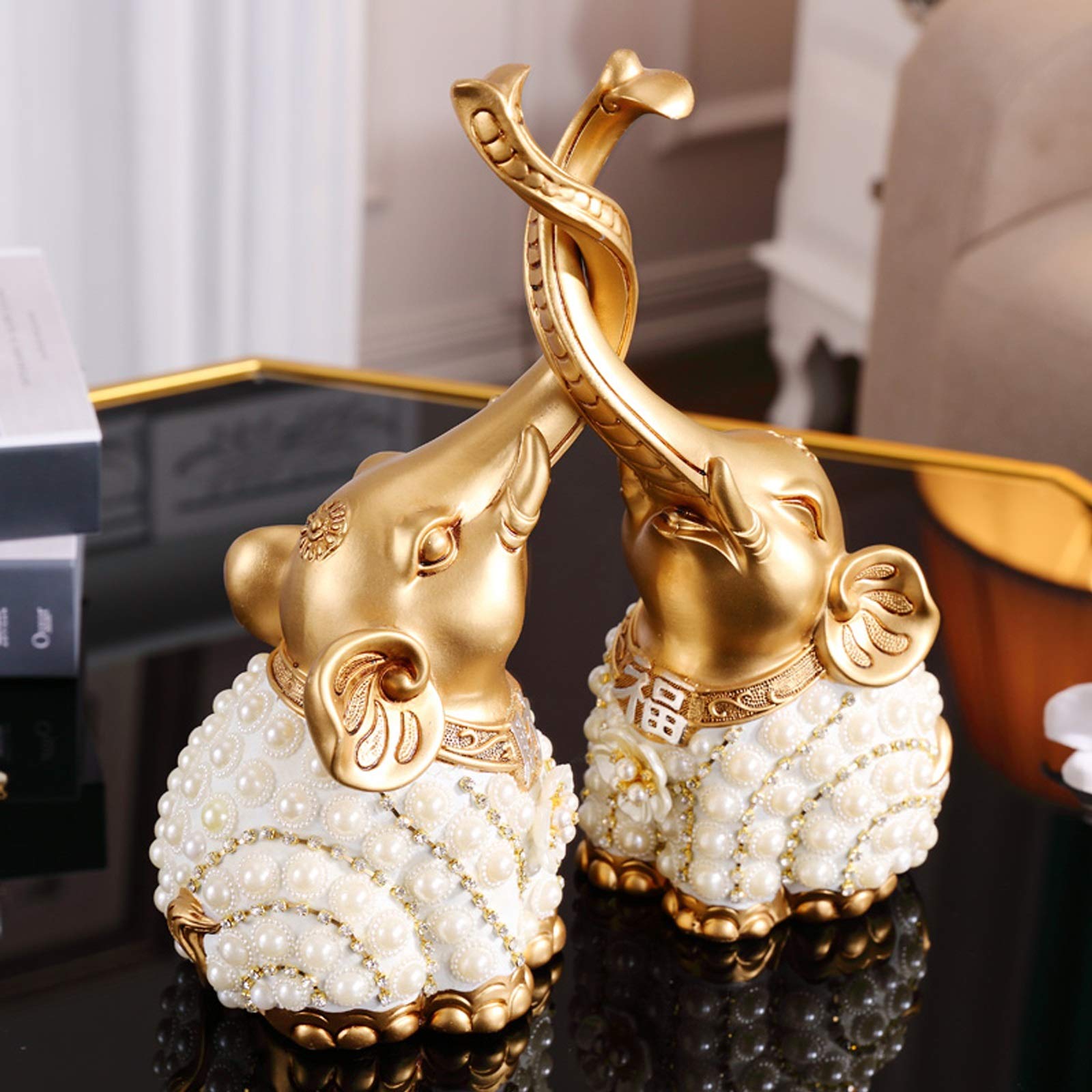 Wystrój domu Strona główna Biurko Ozdoby Ślubne Dekoracje Piękny Słoń Żywica Rodzina Słonie Statua Zwierząt Figurka Home Office Feng Shui Decor Collection Prezent Dekoracja pulpitu