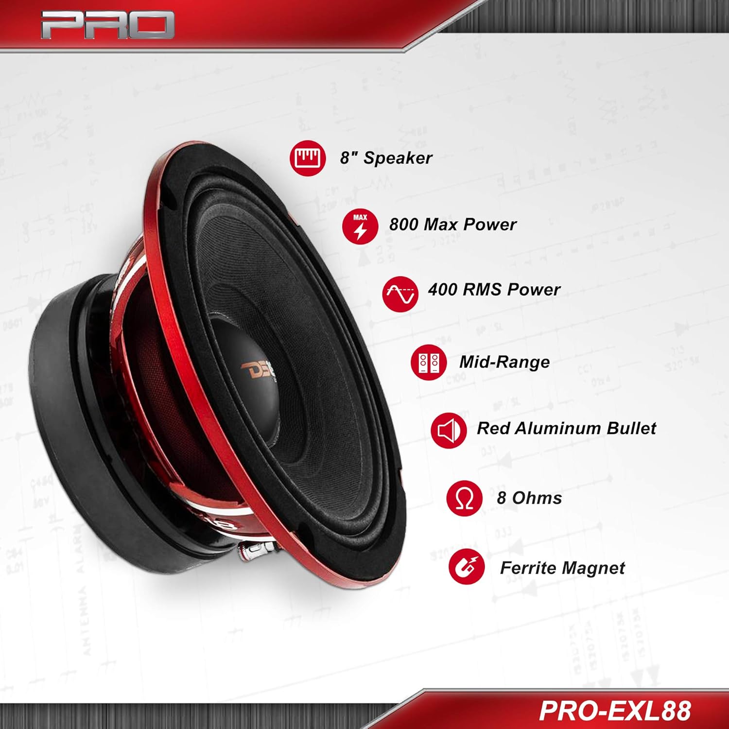 🛒 Crаzу Dеаlѕ DS18 PRO-EXL88 Loudspeaker - 8, Midrange, Red Aluminum Basket, 800W Max, 400W RMS, 8 Ohms, Ferrite Magnet - for The People Who Live and Breathe Car Audio (1 Speaker) 🛒 Flаѕh Sаlе DS18 PRO-EXL88 Loudspeaker - 8, Midrange, Red Aluminum Basket, 800W Max, 400W RMS, 8 Ohms, Ferrite Magnet - for The People Who Live and Breathe Car Audio (1 Speaker)