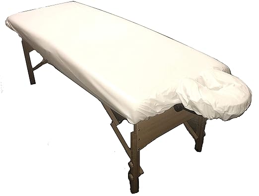 Therapist’s Choice® Waterproof Massage Sheet 2pc Set, Machine Washable, Includes Fitted Sheet & Fitted Face Cover (Massage Table Not Included) (White)