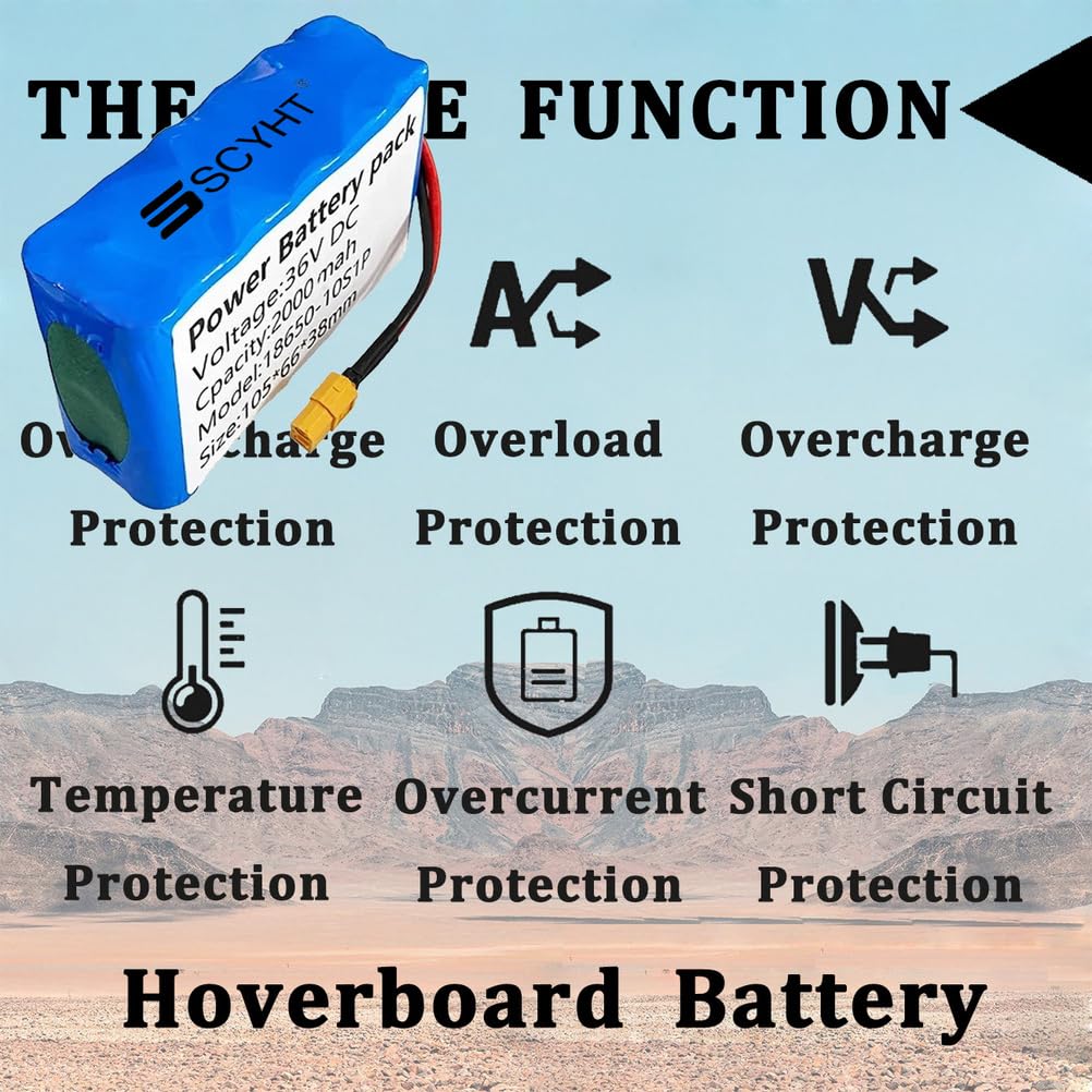 Lithium-Akku 36V 2Ah Ersatzakku 2Ah Hoverboard-Akkus 36V Li-Ionen-Akkus für Balance-Cars für 50W-75W-Motor-Kit mit XT60-Anschluss und BMS