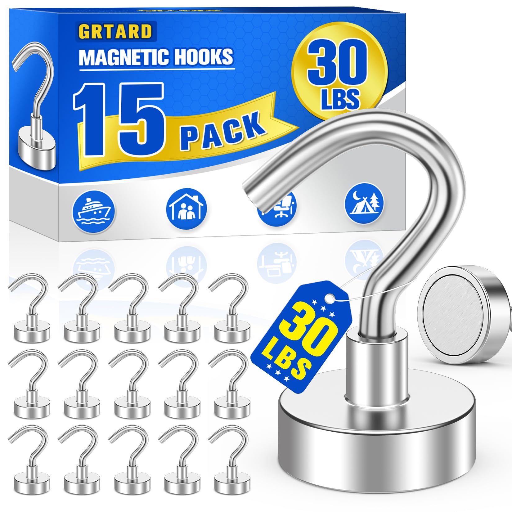 Heavy Duty Magnetic Hooks - 20 Pack -18 Heavy Duty Magnetic Hooks - 20 Pack -18