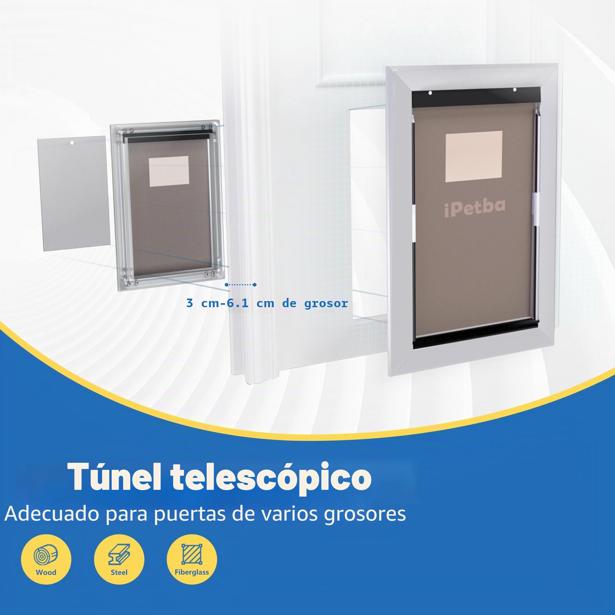 Puerta para Perros Grande de Aluminio Resistente, Puertas Mascotas con Cierre de Seguridad, Resistente a Climas Extremos, hasta 100 kg, Tamaño XL