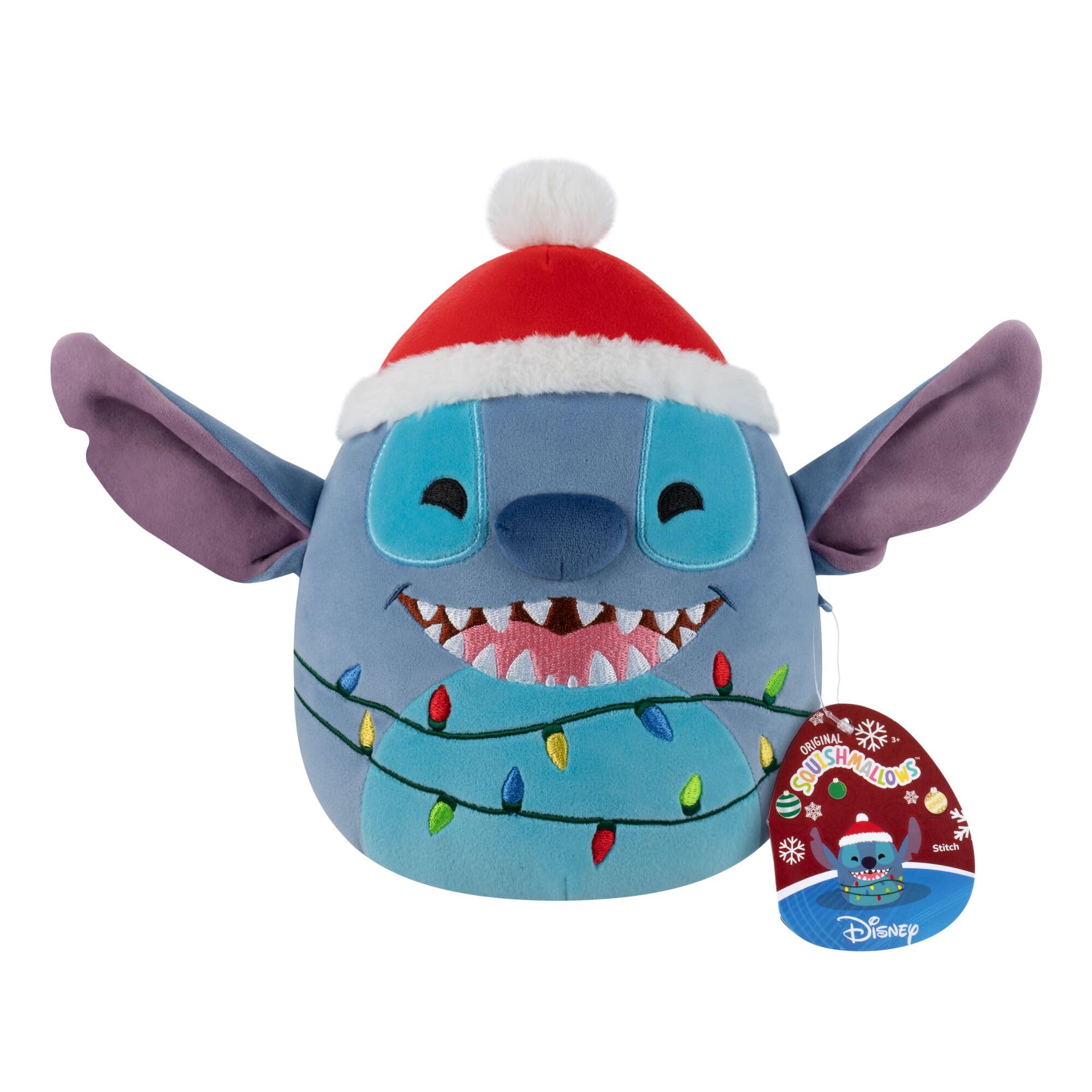 Squishmallows Original 8-Inch Disney Holiday Stitch with Santa Hat and String Lights, Multicolor, 8 Inches - Image 2