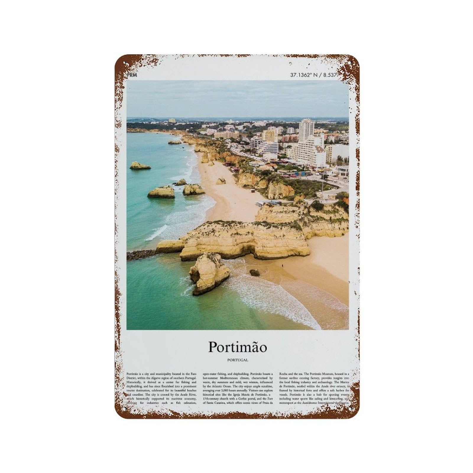 xiaoxiaoshen Portimão Portugal City Scenery Wall Decor Art Metal Tin Poster Modern Home Decor Art Home Bar Shop Decorations Vintage Sign 30x20cm
