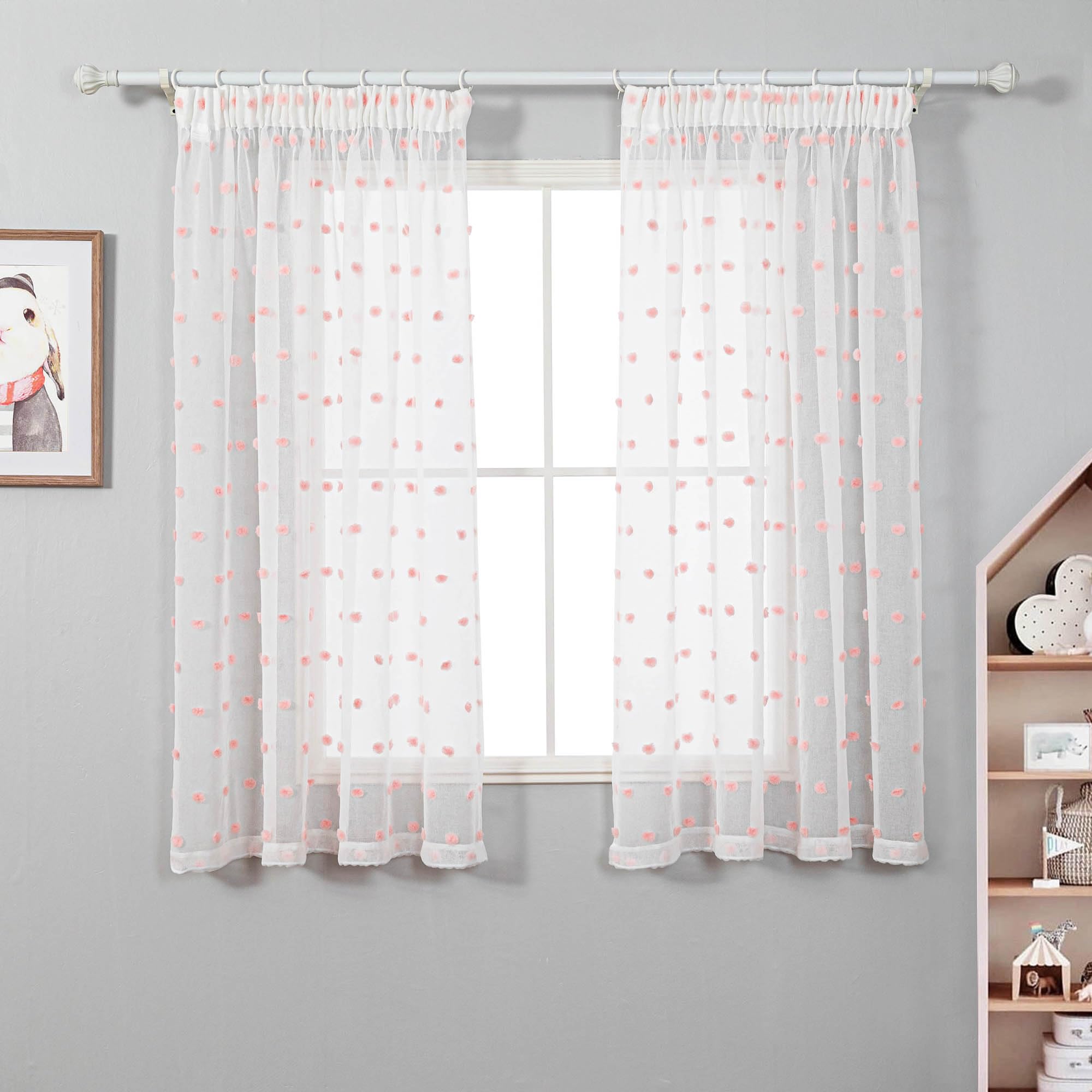 Tende con nastro arricciato trasparenti set da 2 A 175 x L 140 cm per camera dei bambini soggiorno camera da letto
