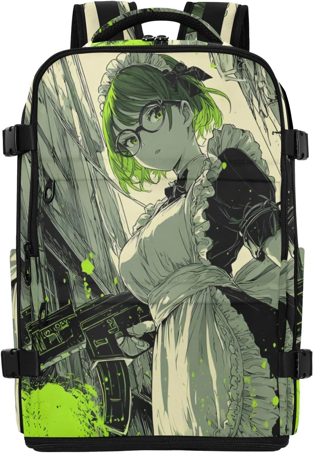 Anime Woman Japanese Travel Backpack for Women Men, Water-Resistant Carry On Daypack with Shoe Compartment, Light Hiking Outdoor Rucksack, Casual Sports Backpack for Travel Essentials