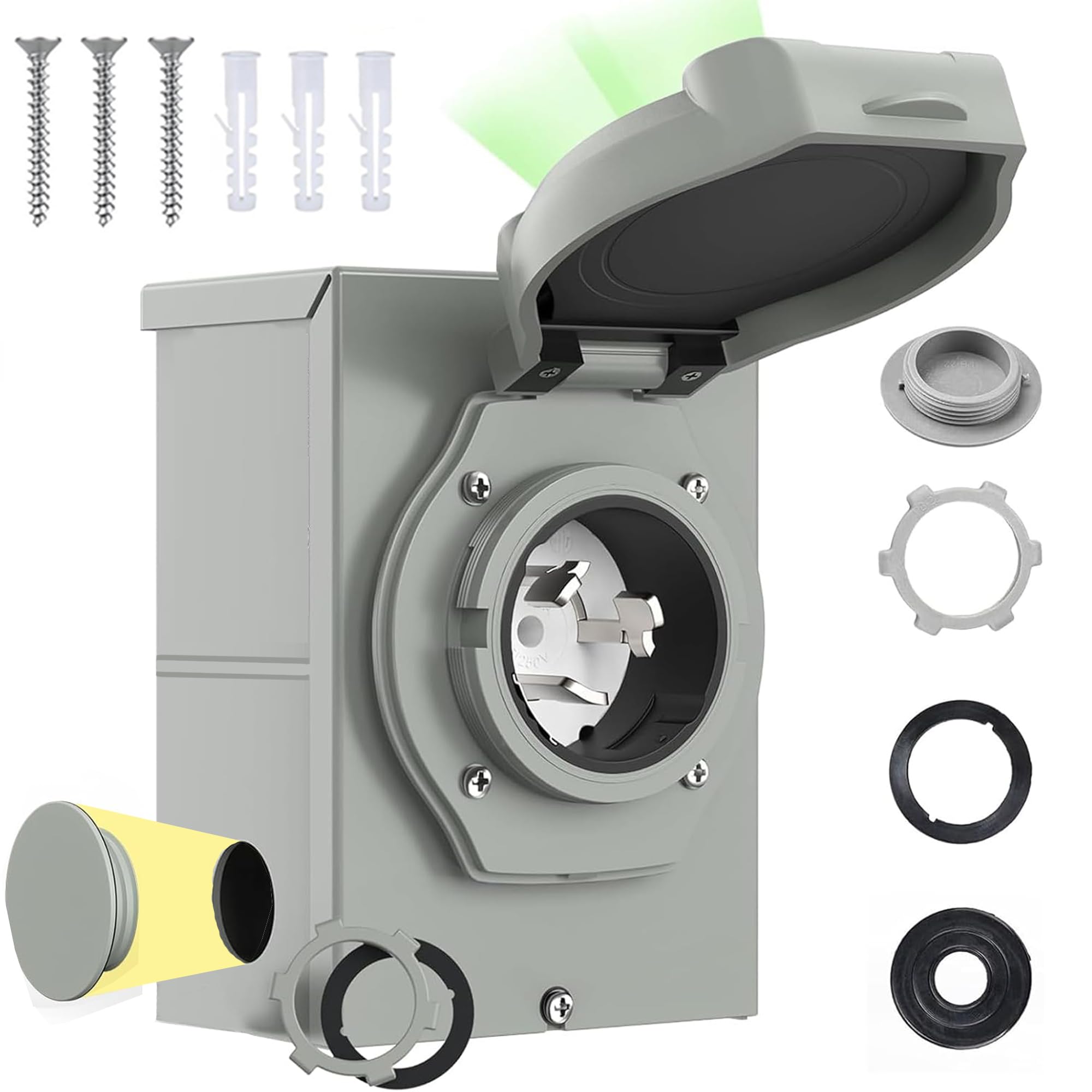 Amazon.com: 50 Amp Generator Inlet Box with Green LED Power