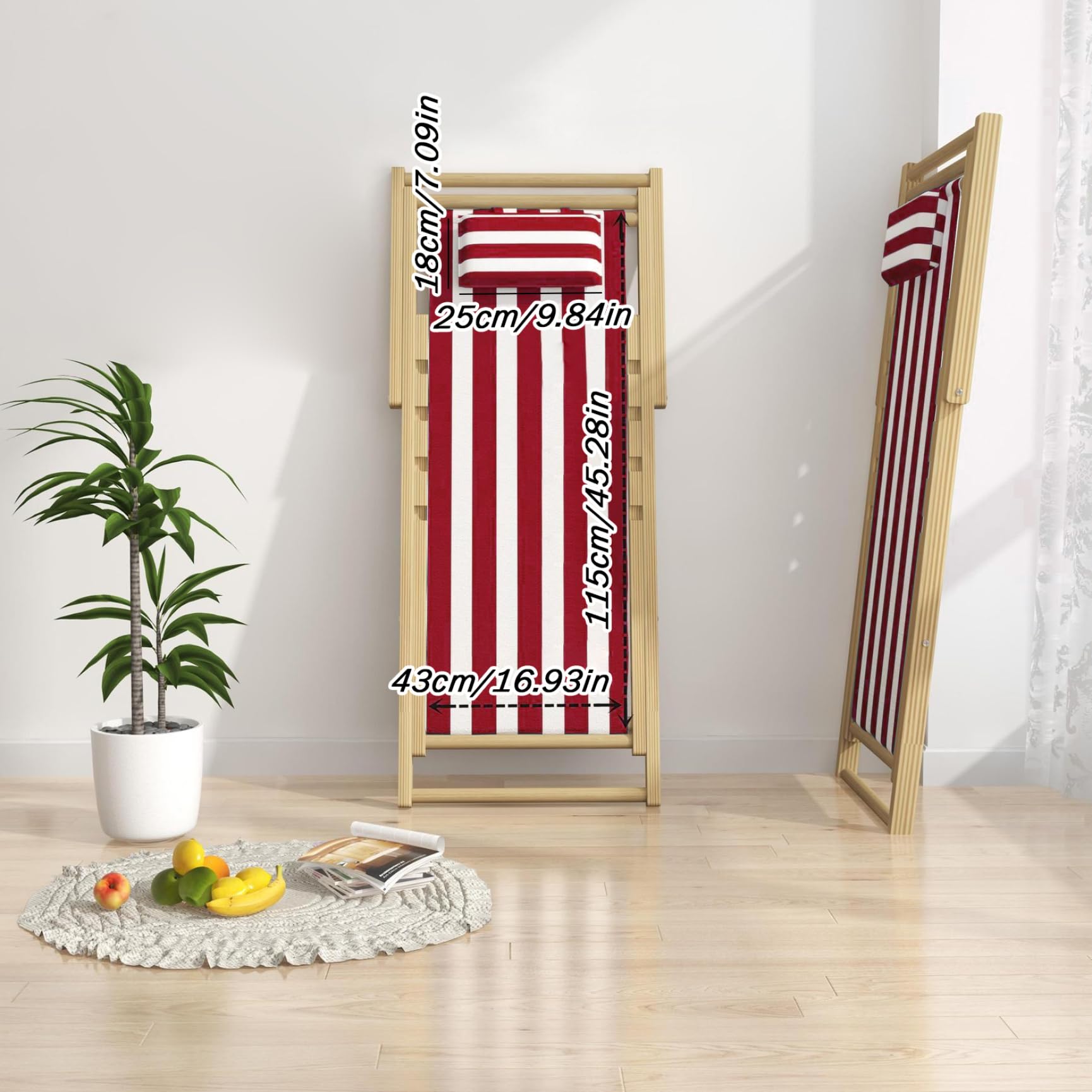 Hperu Slingstuhl Ersatzstoff 115x43cm - Blau-weiß Gestreift Mit Kissen Für Terrassenstühle