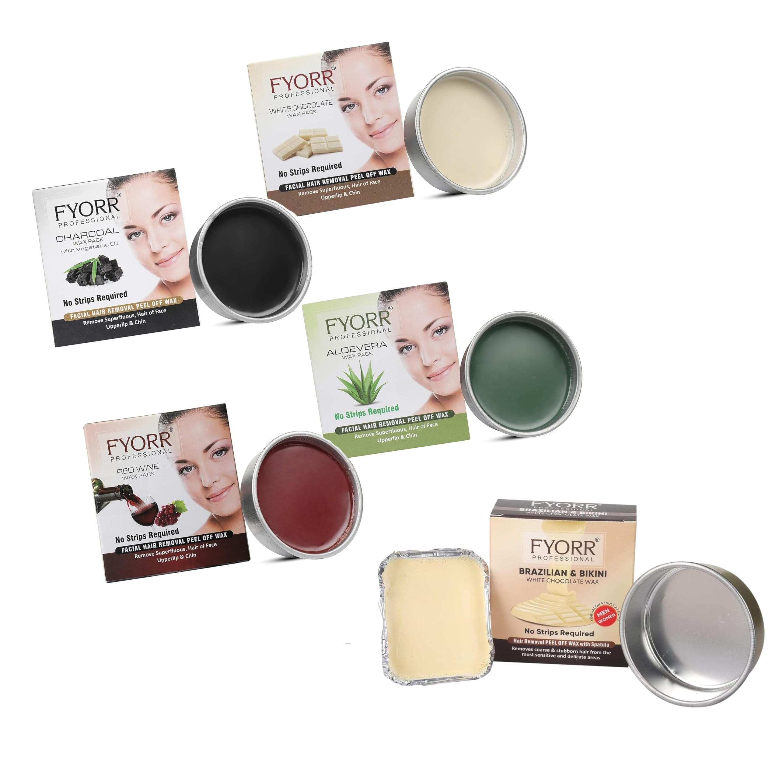FYORR Professional Brazilian White Choclate + White Chocolate + Aloevera Katori Peel-Off Wax For Upper Lip/Facial Hair/Eyebrow Free Waxing Wooden Spatula (80gram Each) For Women (B0CKC3JP1J) Amazon Price History, Amazon Price Tracker