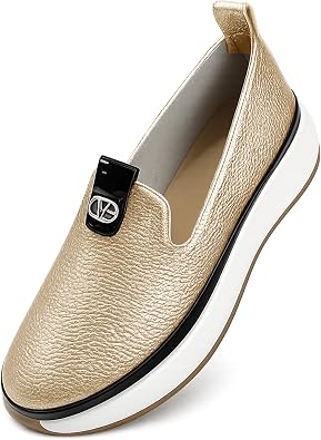 Raymelo Women's Slip On Loafers, Faux Leather Flats, Easy Entry Design