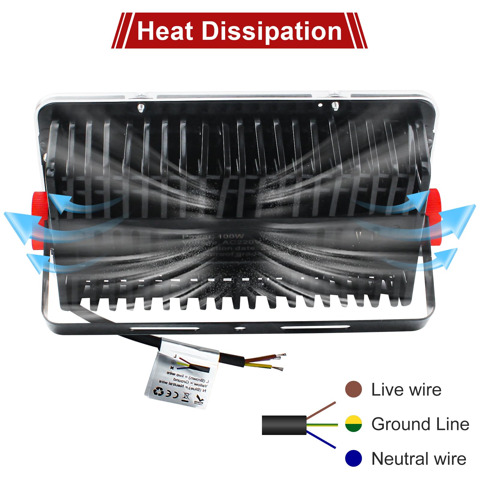CREATESTAR Faretto Led da Esterno 100W 10000LM, 2 Pezzi Faretti Led Esterni 6500K luce bianca fredda, IP66 Impermeabile Faro per magazzino giardino garage campo sportivo cortile