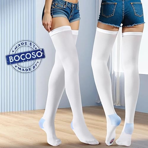 Miniatura 6 de 2 pares de calcetines de compresión con cremallera médica de 15-20 mmHg con punta abierta para mujeres y hombres, medias de compresión hasta la