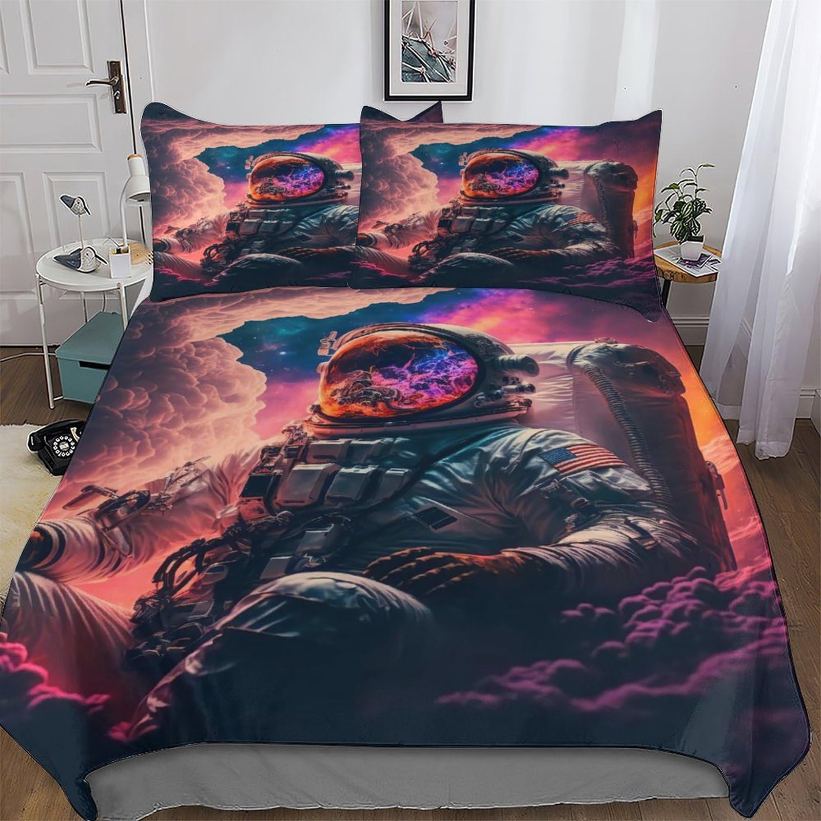 Housse de couette astronaute en microfibre coton douce 200x200