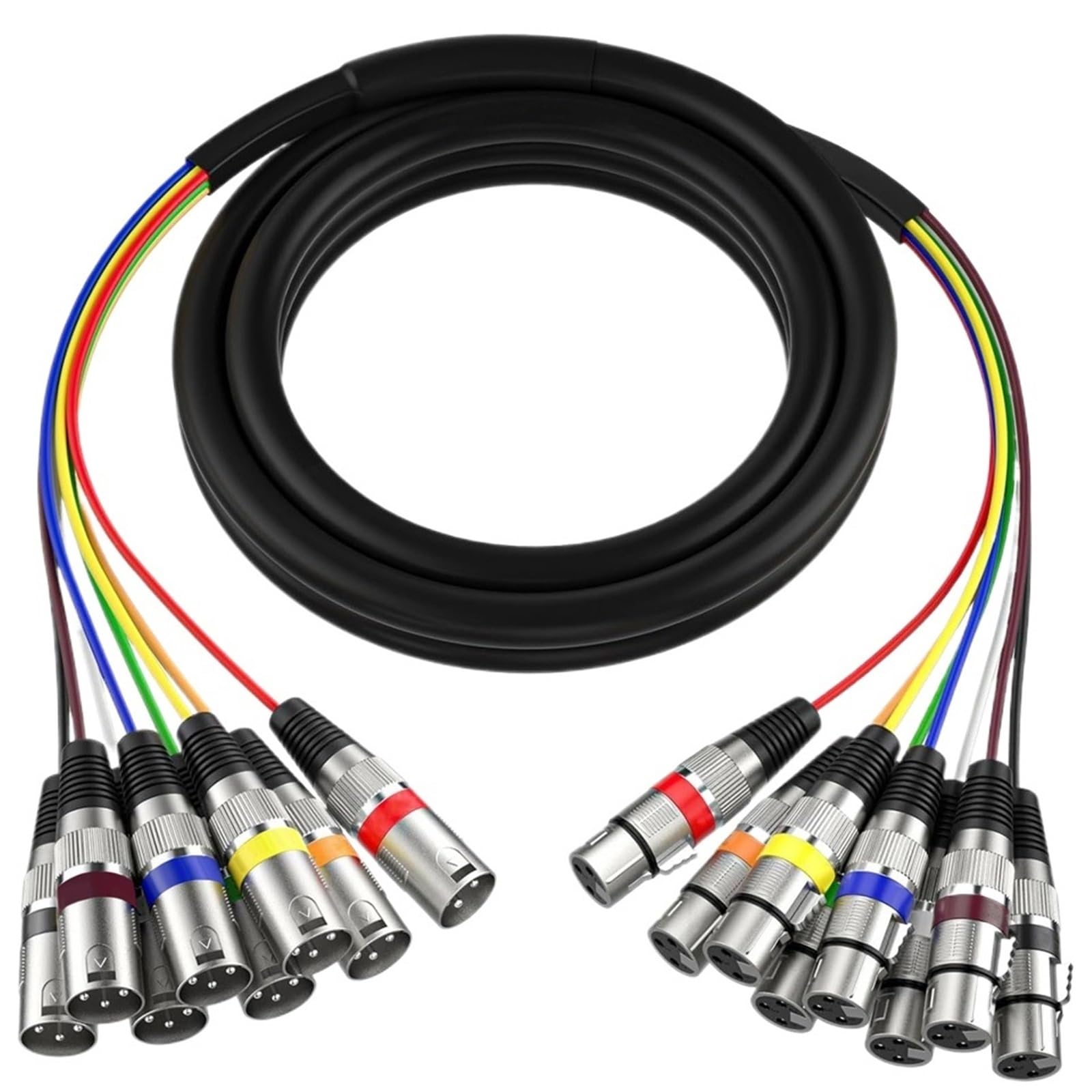 Cavo XLR Snake a 8 canali maschio-femmina OFC schermato con lamina audio for trasmissioni, registrazioni da 1 m a 3 m(1m)