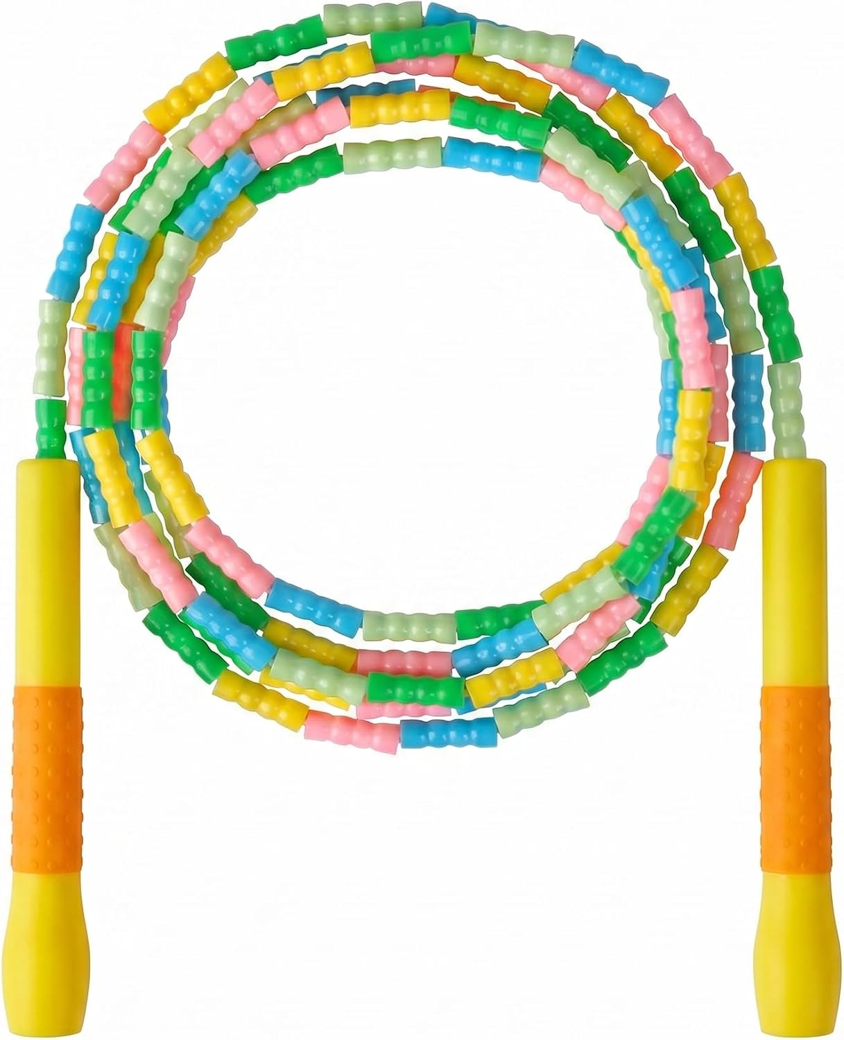 YUEDONG Kids Beaded Jump Rope, Soft TPU Segments, Kid-Sized Grip