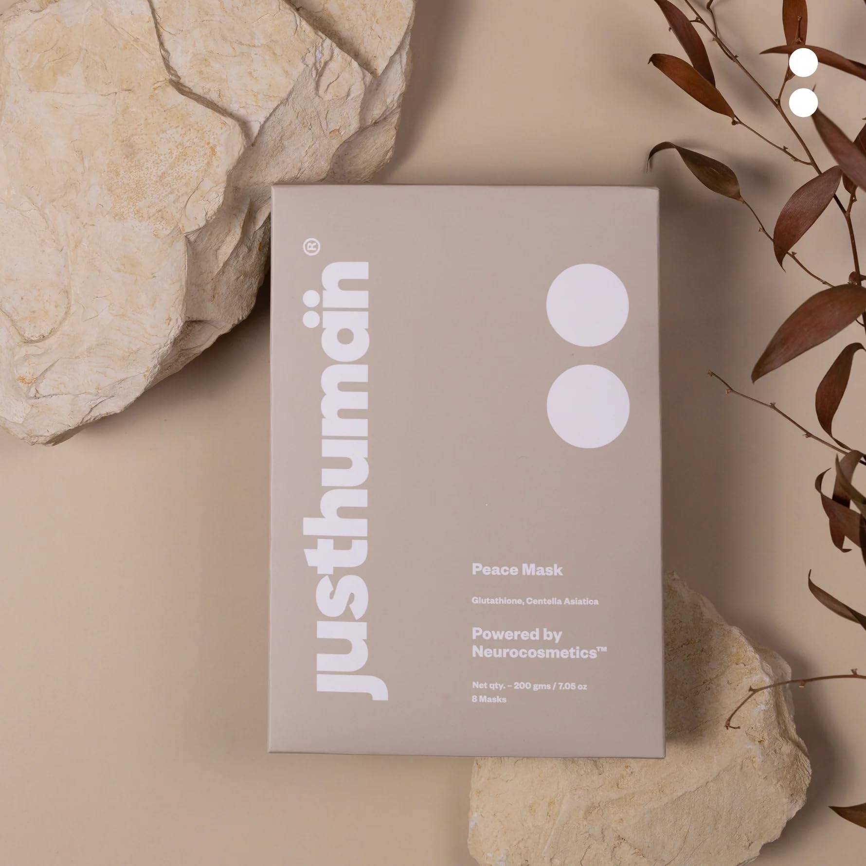 Justhuman Peace Mask, Made in Korea, Neurocosmetic Restorative Sheet Mask for Calming, Hydrating & Brightening Skin | Glutathione + Niacinamide + Centella | Vegan & Cruelty-Free | Pack of 8 4