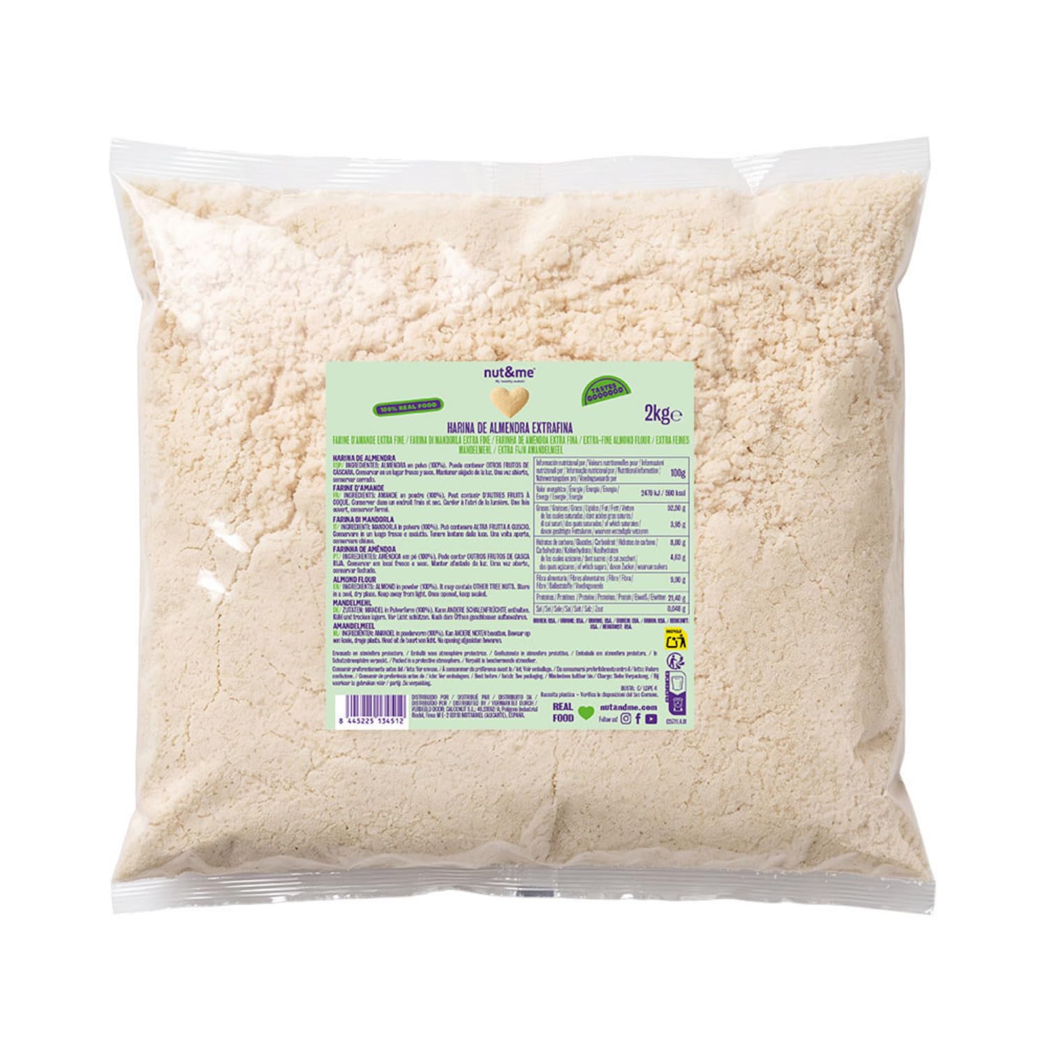 nut&me Farine d'amandes 2 kg Poudre d'amande Extrafine Sans Gluten Vegan Haute teneur en protéines