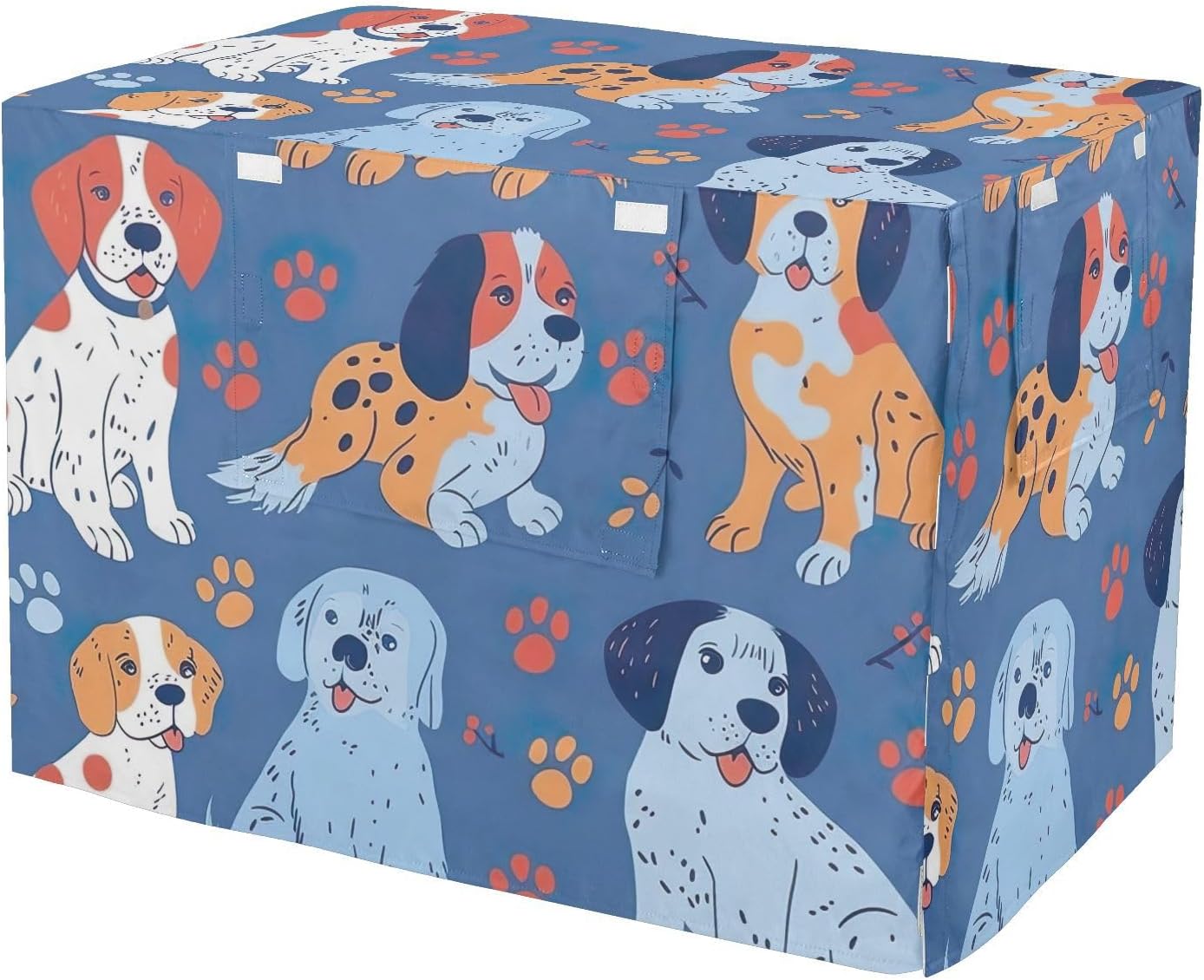 Cute Dogs Dog Crate Cover Easy to Install, Pet Cage Cover with Mesh Windows, Large