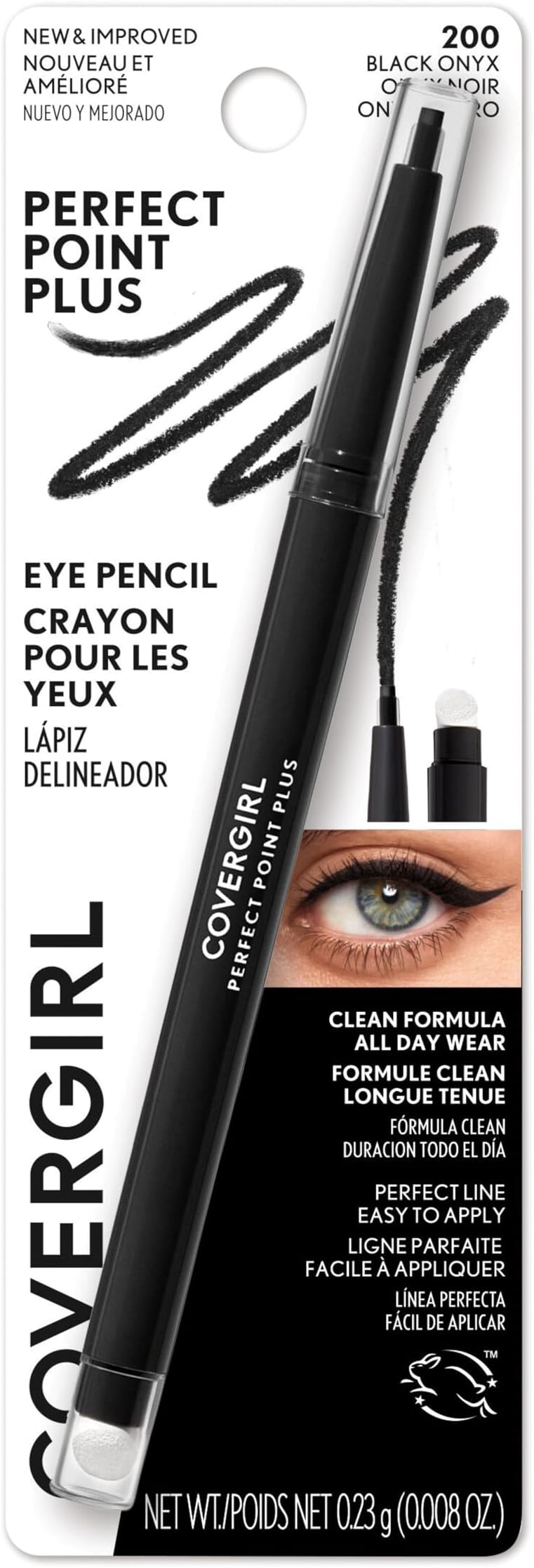 COVERGIRL Perfect Point Plus Eyeliner Pencil, Black Onyx Pack of 1, Long-Lasting, Versatile Black Eyeliner, Soft Smudging Tip, No Sharpening Needed