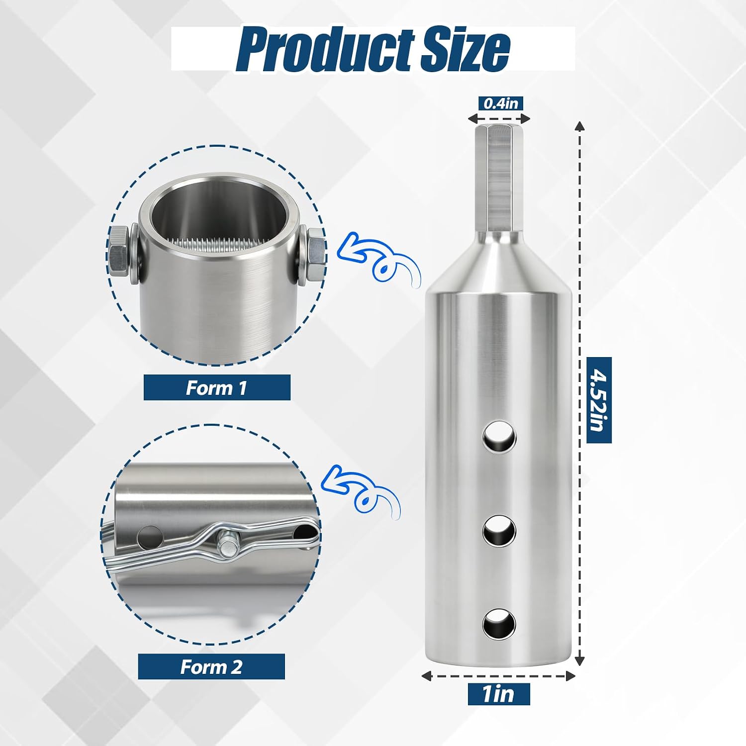TRILVIX Trailer Jack Drill Adapter, Upgraded Thickened Stainless Steel, Fits 1 Inch Jack Drive Shafts, Dual Securing Options, Heavy Duty for RV, Camper, Dump Trailer