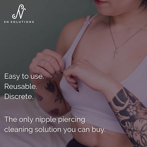 Miniatura 5 de SN Solutions Limpiador de piercing de pezón  Cuidado posterior de la perforación de pezón para uso con solución salina en aerosol u otra solución de
