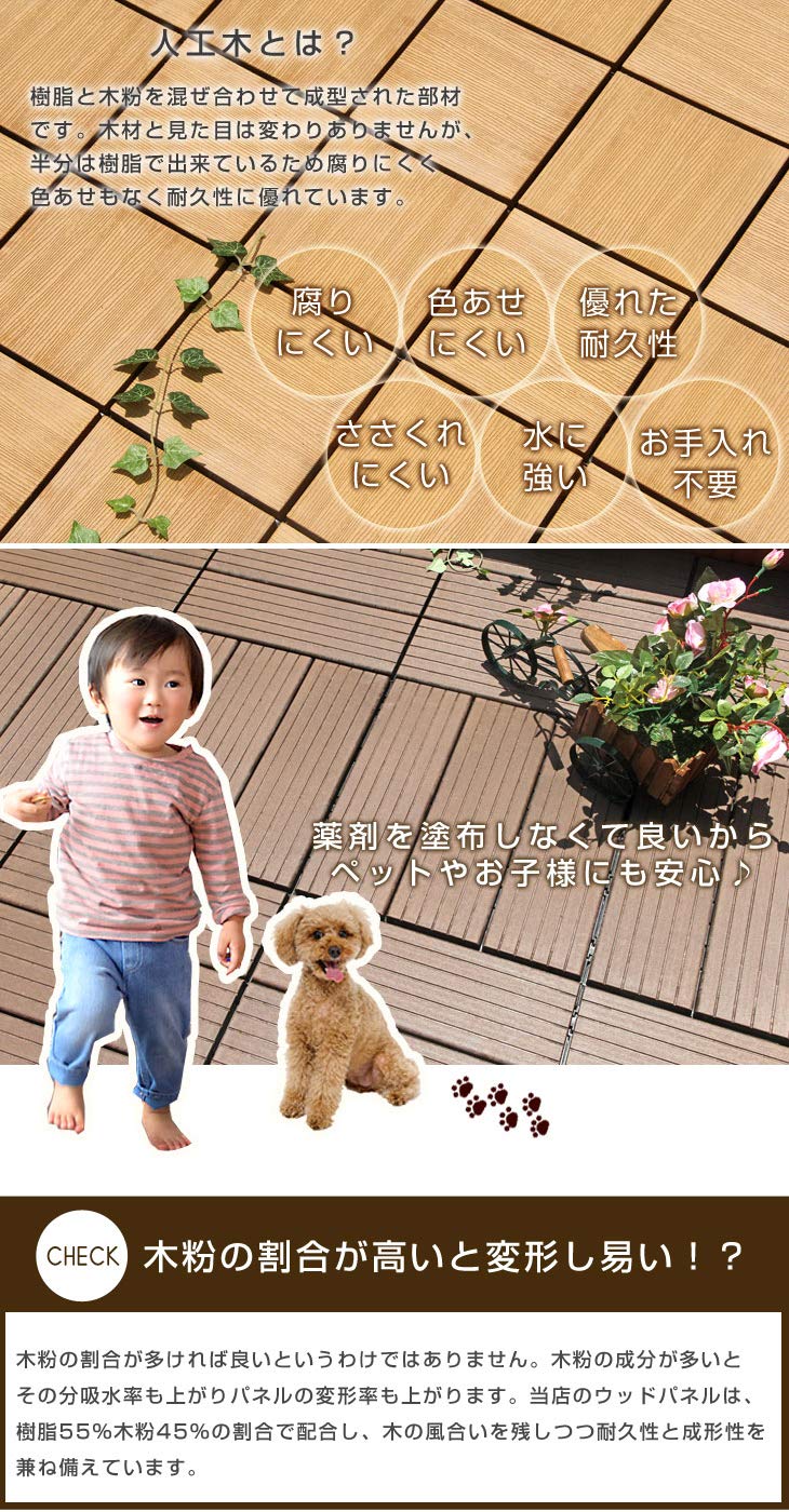 Amazon.co.jp: タンスのゲン ウッドパネル 27枚セット 正方形 30×30cm