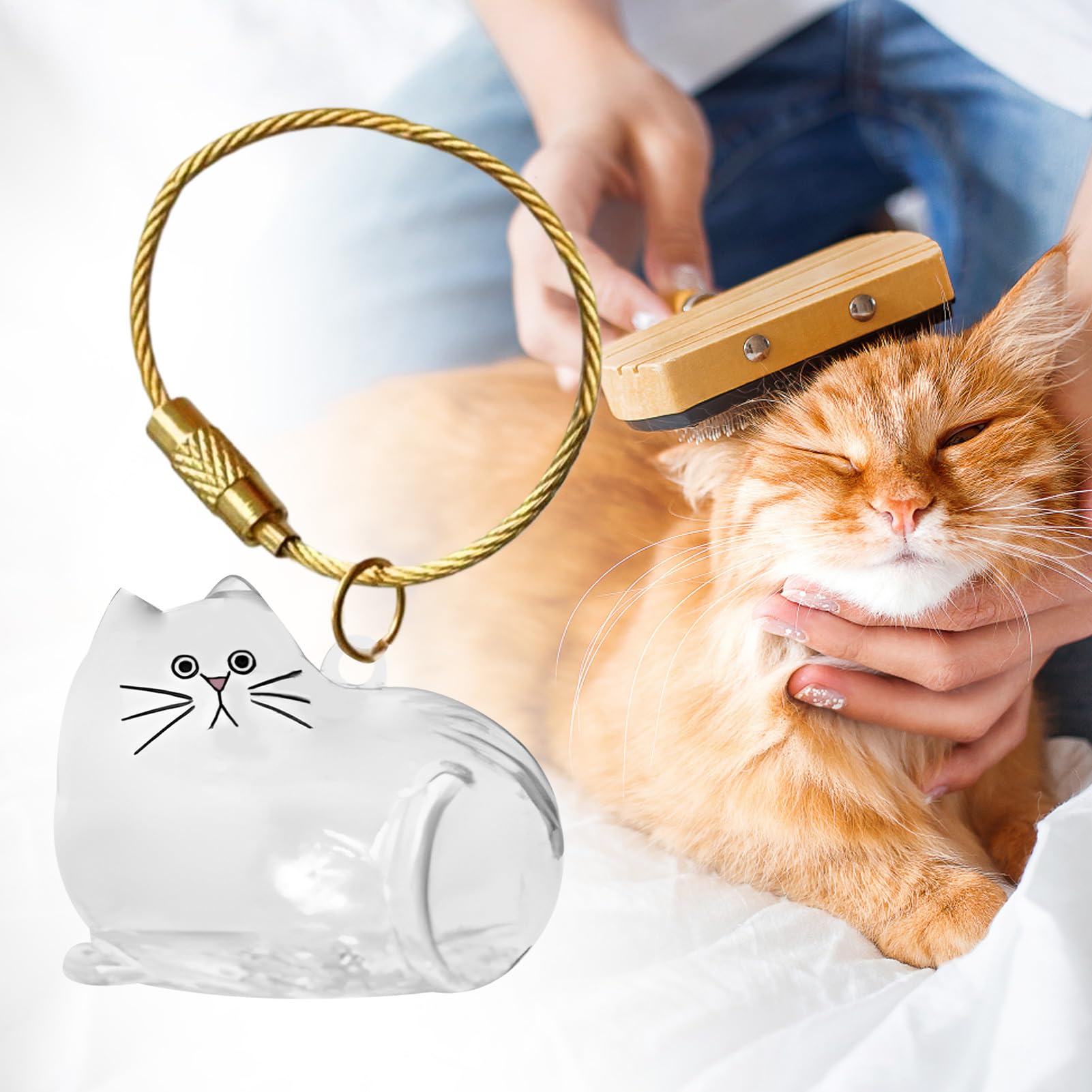 Ricordo portachiavi con peli di gatto, ciondolo commemorativo leggero per borsa