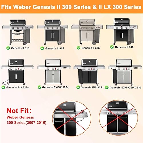 Miniatura 3 de 6788 Plancha de tamaño completo para parrillas de gas Weber GS4 Genesis II serie 300, inserto de parrilla superior plana con asas para Weber Genesis