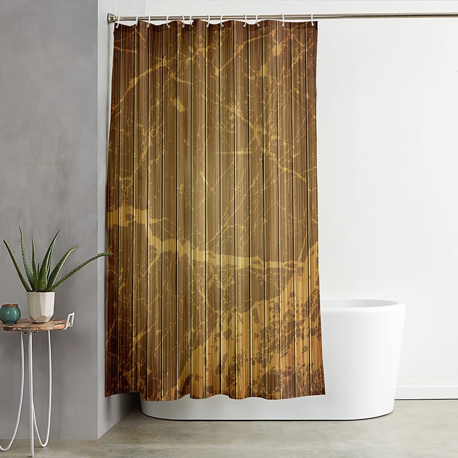 Tenda Doccia 200 x 200, Poliestere Marrone Giallo Plancia verticale con Art Graffiti Tessuto Tenda doccia con Grommets e ganci