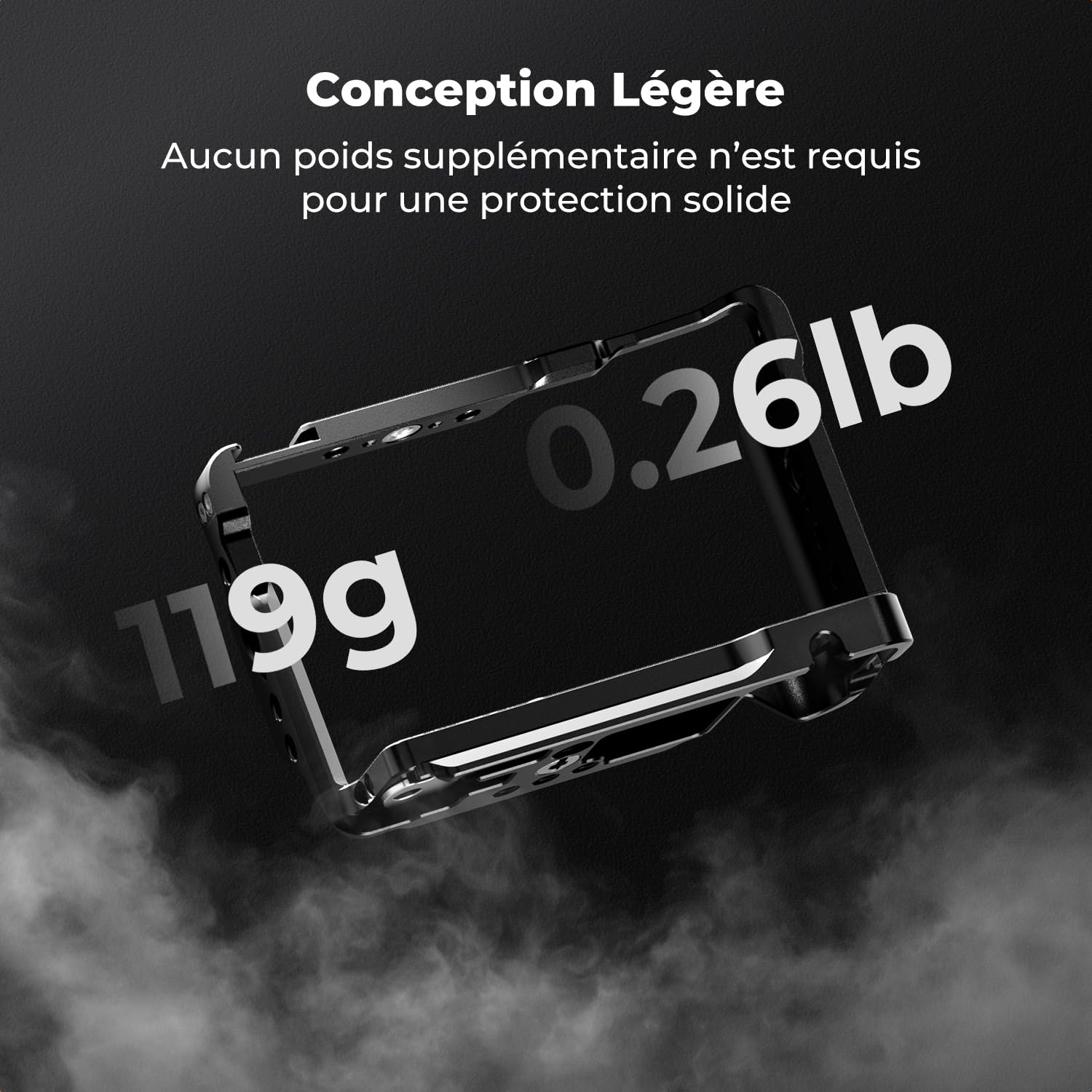 K&F CONCEPT Cage Compatible avec Sony ZV-E10 II en Aluminium Ultra Légère 119g Solide et Stable avec Cold Shoe Filetages 1/4" et 3/8" Base Arca Protection Silicone Démontage Rapide