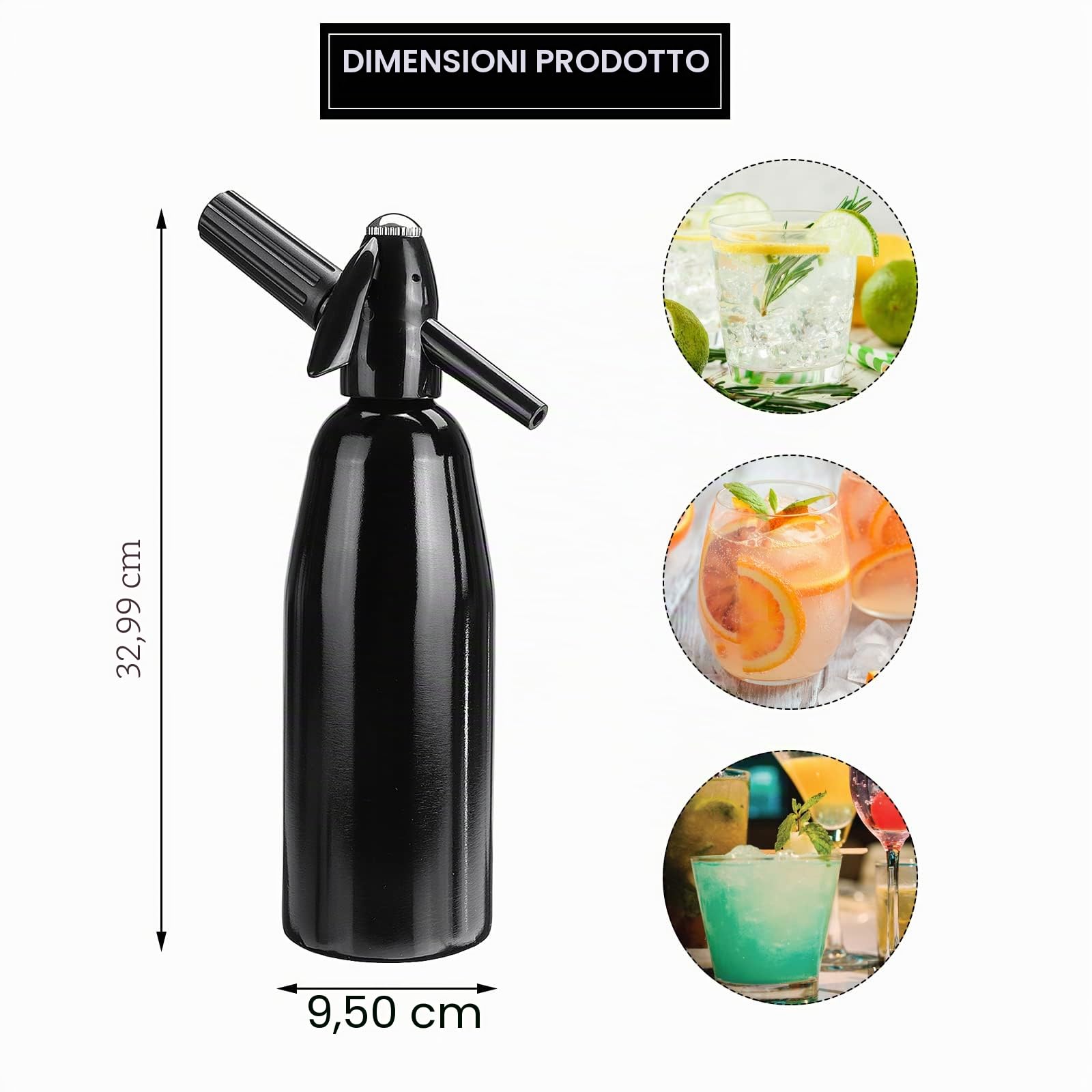 Soda Maker,Sifone per Soda Alluminio 1L,Soda Siphon Bottle con Regolatore di Pressione, Aluminium Sparkling Water Maker per Succhi di Frutta Fatti in Casa,Mojito,Cocktail,Bevande