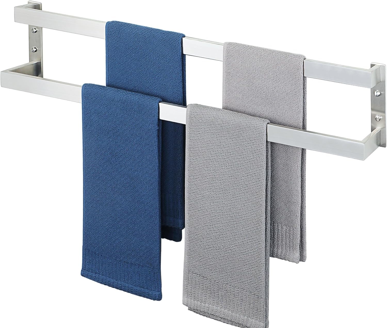 Mooche Double-Layer Handtuchhalter, Handtuchstangen, Handtuch Halterung | Wandhalterung, 304 Edelstahl, für Bad und Küche, Rostfrei und Langlebig, Gebürstet, 80CM