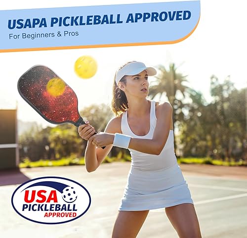 Miniatura 2 de Palas de pickleball aprobadas por USAPA, juego de 4 paletas de pickleball de primera calidad, 4 bolas de pickleball y bolsa portátil, raquetas de