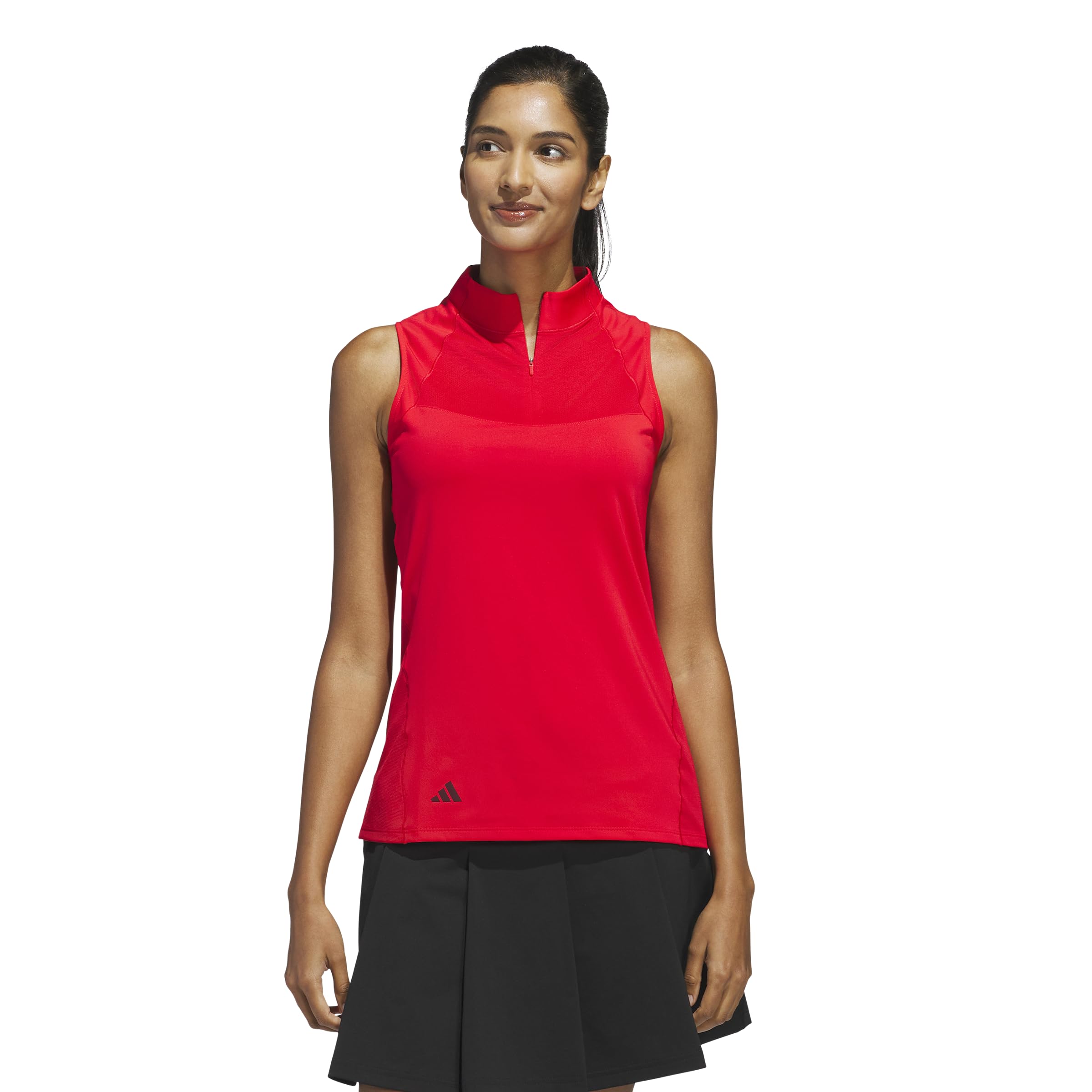 adidas Women's Ultimate365 Zip Mock Sleeveless Polo Shirt, Pure Ruby, M