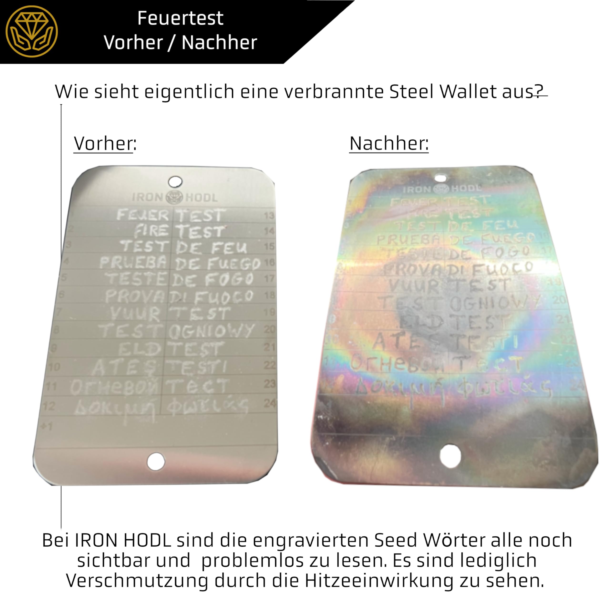IRON HODL Billetera de acero + lápiz de grabado rojo + placa de prueba,  tornillos, pegatinas, caja – (2 x 24 + 1) Recovery Seed Frase Placa  Metálica Crypto Wallet Bitcoin Wallet Crypto Cold Wallet : Amazon.es: Moda