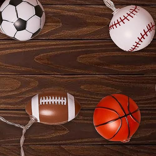 Miniatura 3 de Guirnalda de luces de rugby, luces para dormitorio, tira de luces para interiores, fútbol y baloncesto se conectan alternativamente, luces para