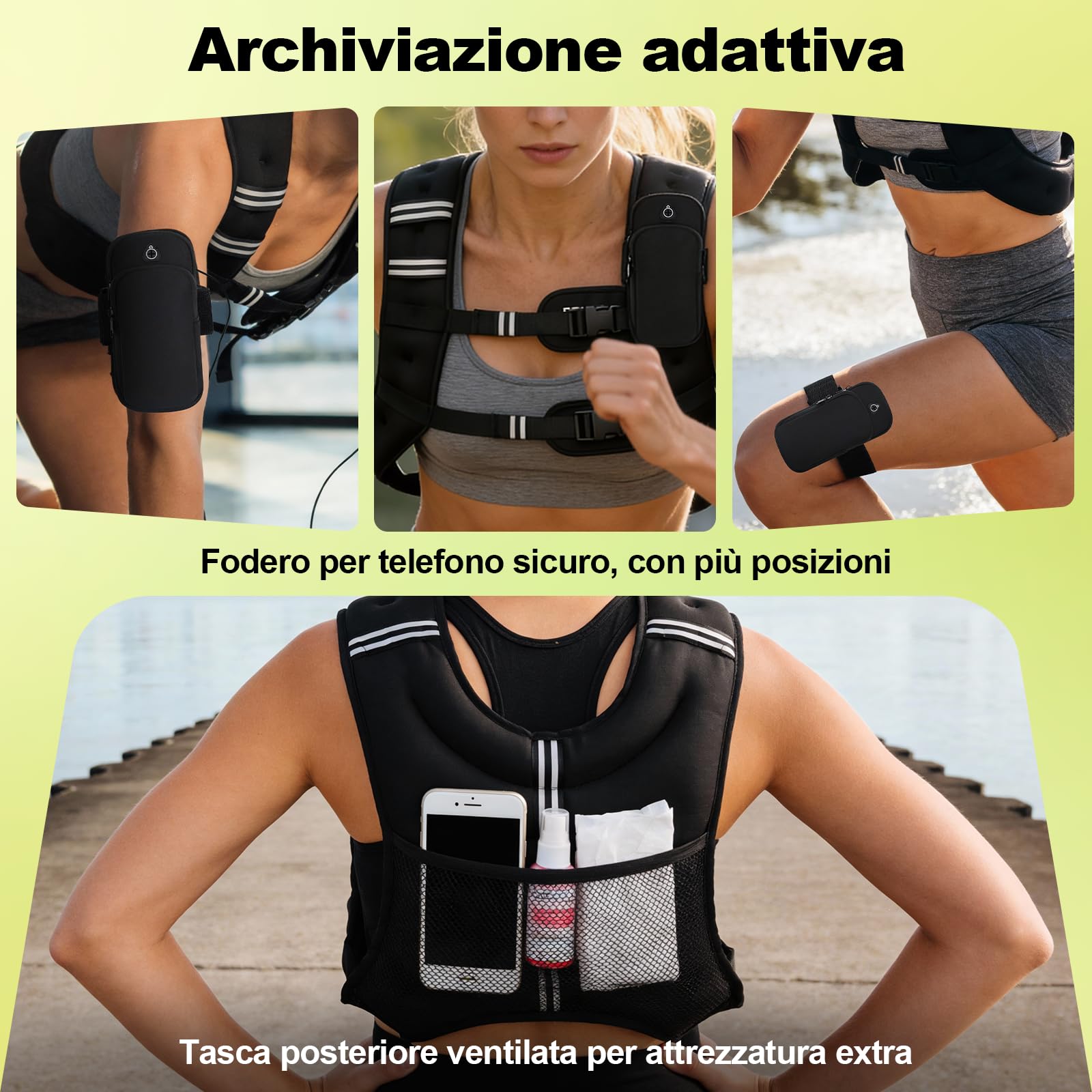 POWER GUIDANCE Giubbotto Zavorrato 6-20LB Peso Fisso, Neoprene Impermeabile, Fascia Toracica Regolabile (89-127cm), Tasca per CrossFit, Corsa, Allenamento Forza