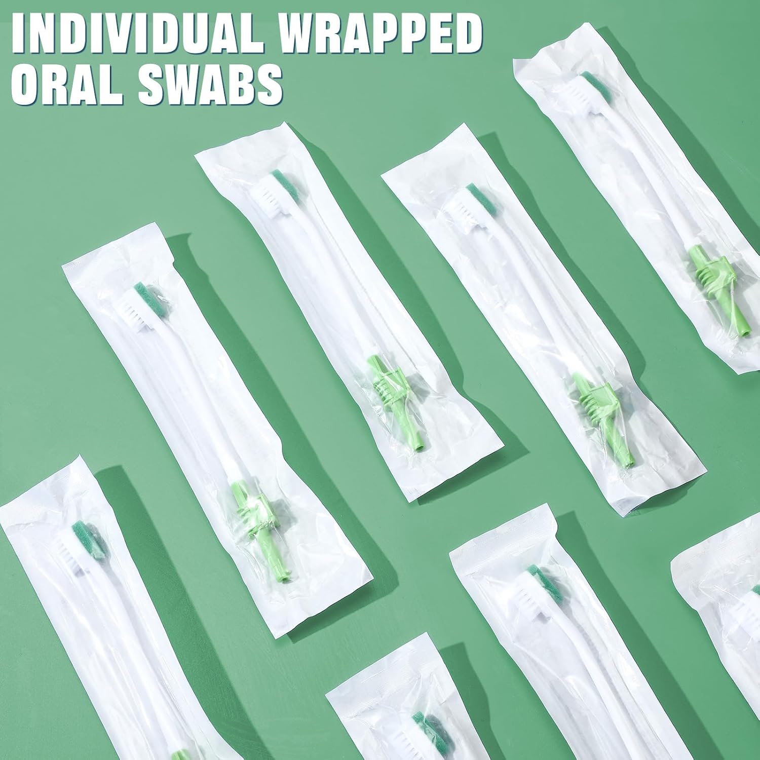 Didaey 10 Pcs Suction Swab Toothbrush Care Disposable Oral Swab Suction Toothbrush for Machine Sponge Individually Wrapped for Elderly Adults Oral Dental Mouth Care (Green)
