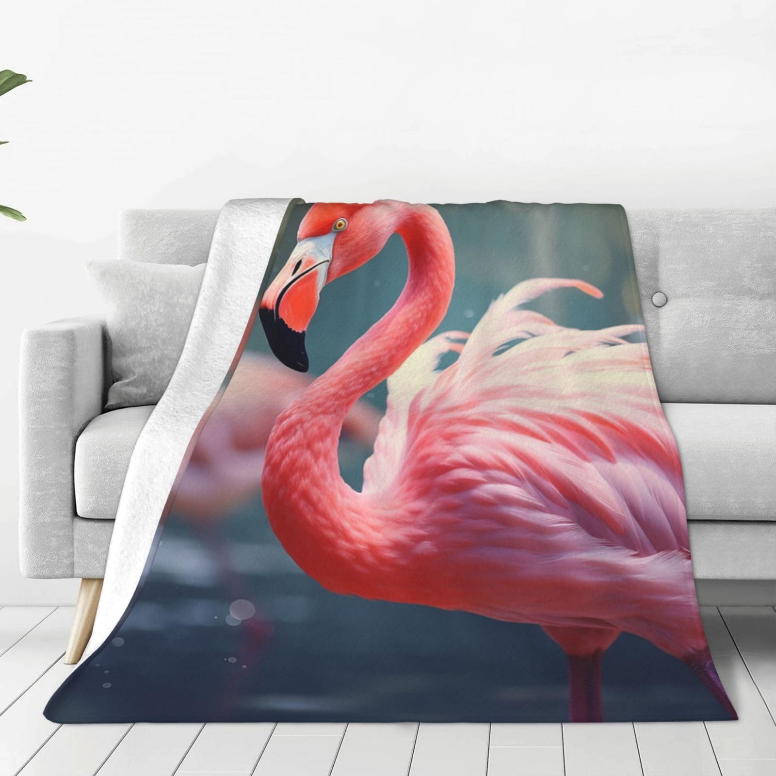 Pink Flamingo Throw Blanket for Couch, Plush Fuzzy Soft Flannel Blankets and Throws for Sofa, 40"x30" Bed Blankets for Travel Camping Chair, All Season Warm Fleece Blanket