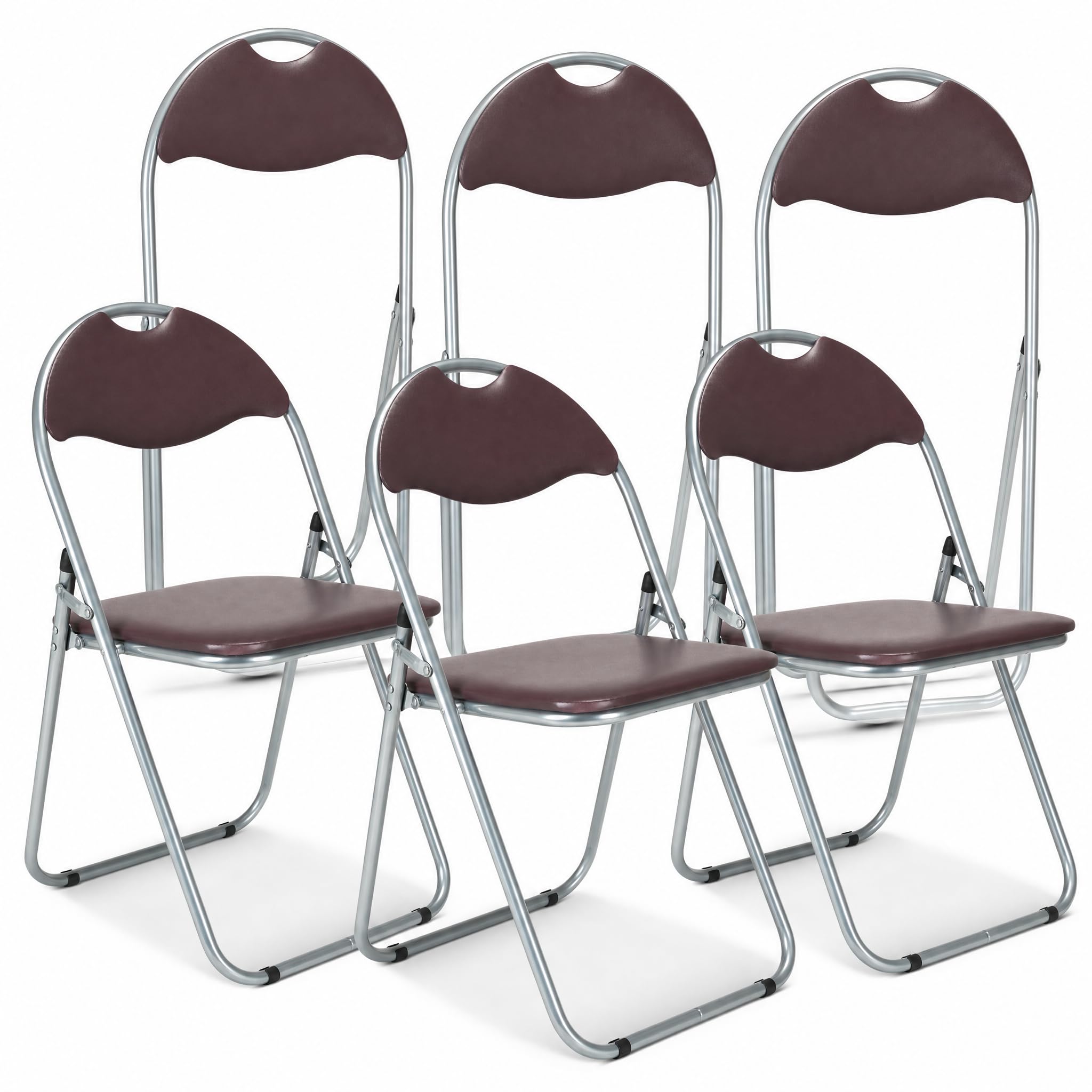 Bravich Candy Folding Chair, Set of 6 - Padded Foldable Dining Chairs with Steel Frames, Hold 100kg Each, Fold Flat for Compact Storage, Lightweight - Brown