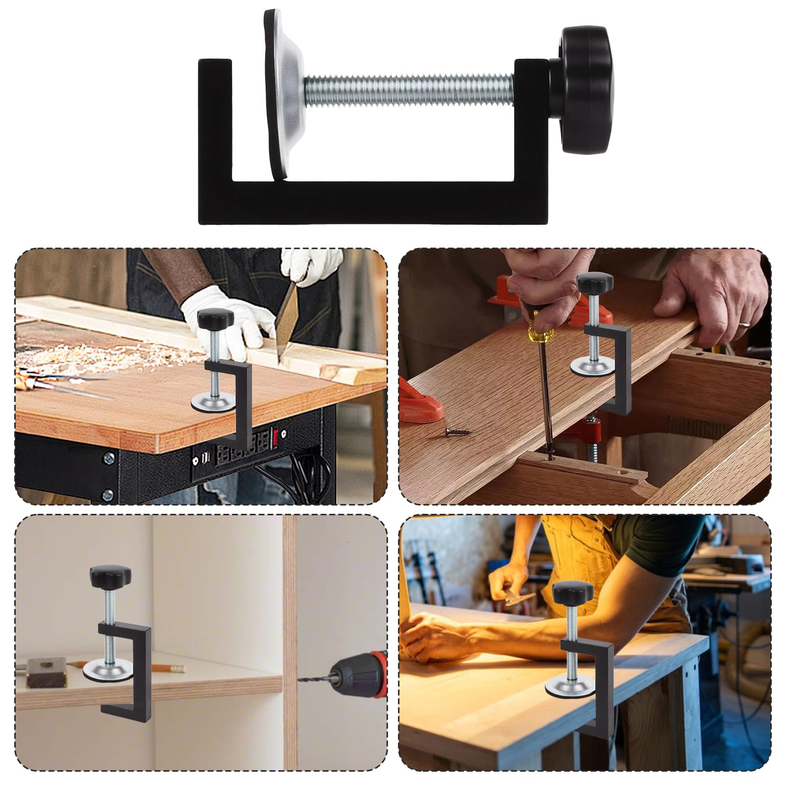 8 Pièces Serre Joint Kit, Plage de Serrage 10-57mm Pince en G, Serre Joint Menuisier Clip de Fixation, Outils Accessoires pour Pince de Table, Convient pour la Fixation Du Bois, Des Tables