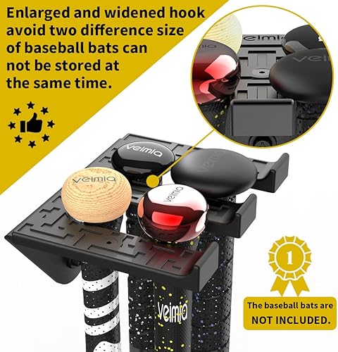 B0BLVQVVL9_image_2 veimia Soporte para bates de béisbol soporte de pared para bates de béisbol capacidad para 4 bates en pared de madera o hormigón colgador de bate de