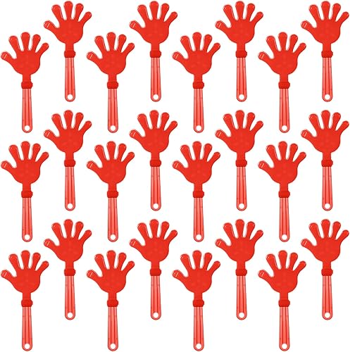 24 unidades de 11 pulgadas de mano de 11 pulgadas, color rojo coral, grandes que hacen ruido, regalos de fiesta, de plástico, para eventos