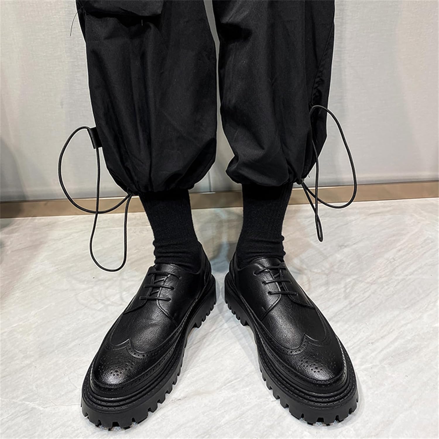 Men's Platform Brogue Dress Shoes Fashion Dress Office Shoes Business Work Casual Wingtip Oxford