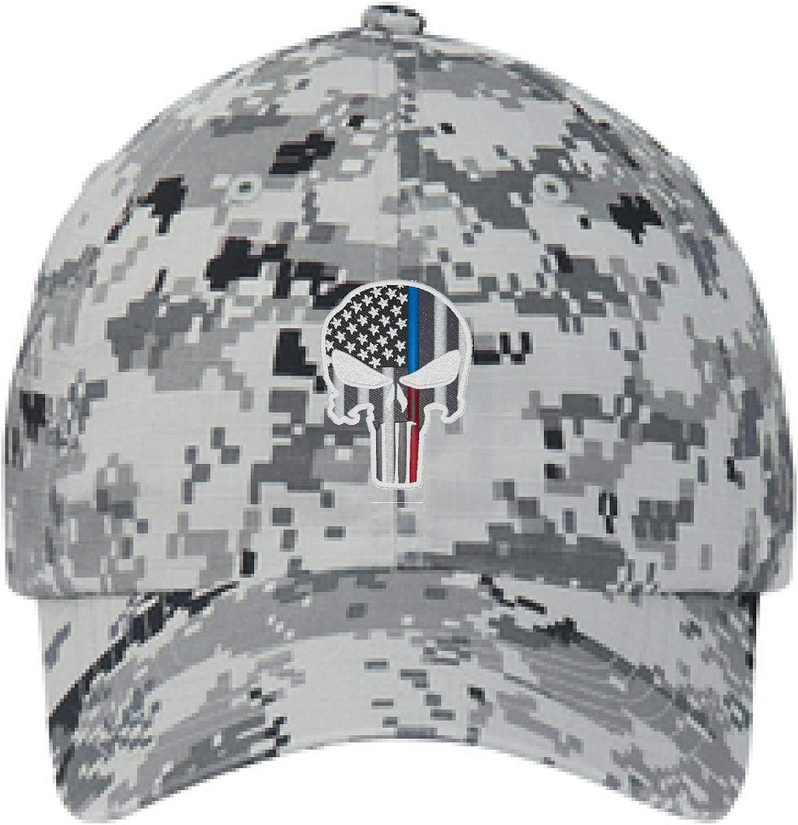Yellow Dog Embroidered Thin Blue Red Line Skull Subdued American Flag Law Enforcement Firefighter Digital Camo Baseball Hat